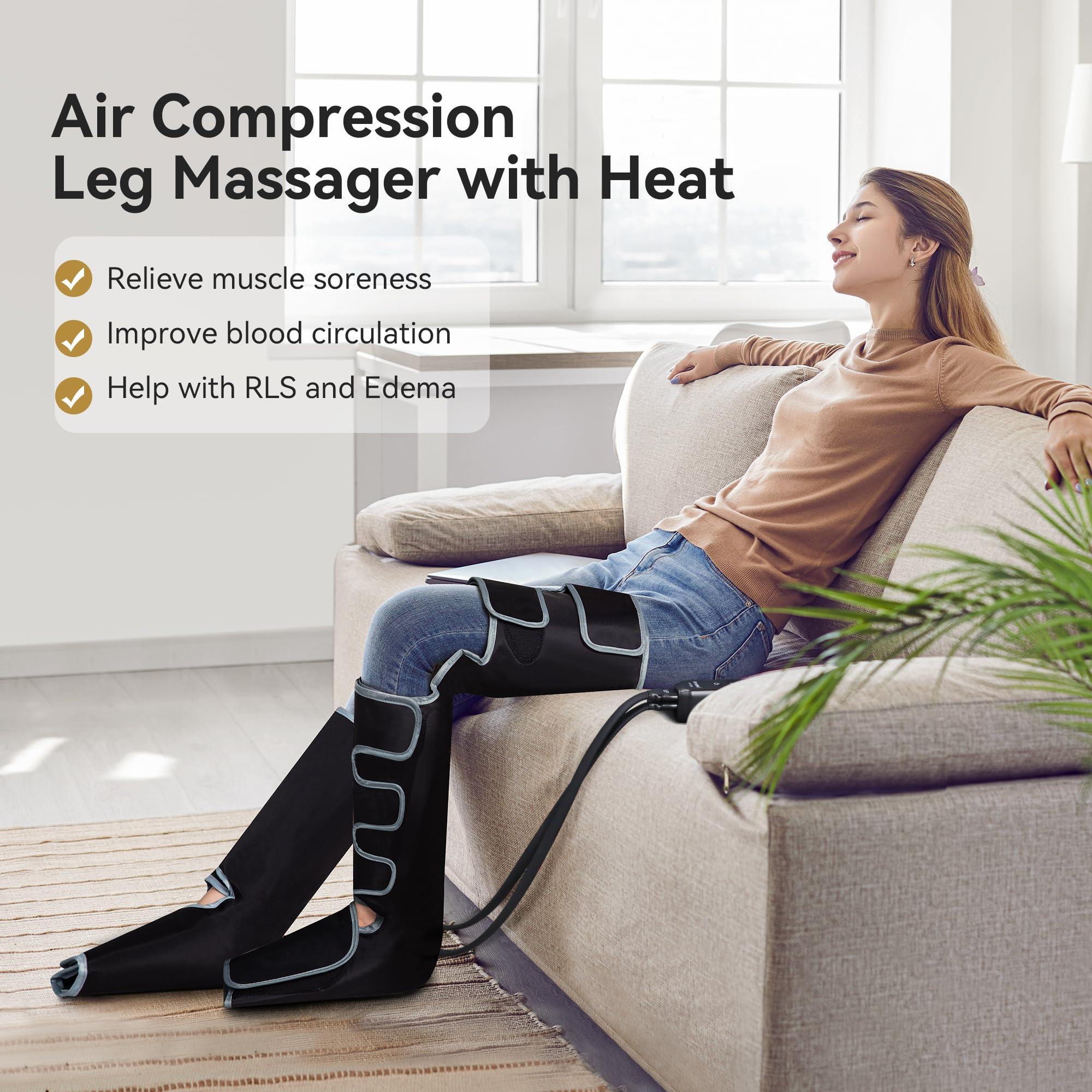 FIT KING FIT KING Full Leg Massager with Heat, Air Compression Massager for Foot Calf & Thigh Muscle Relaxation and Recovery, Helpful for Pain Relief,Swelling, Edema and RLS, FSA-HSA Approved