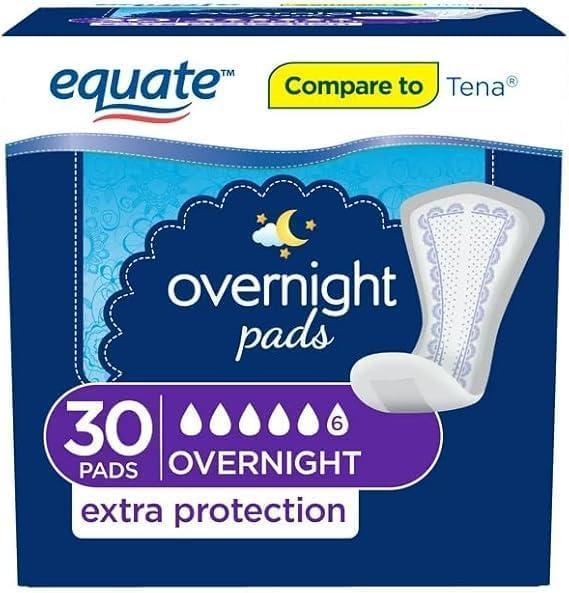 Generic Equate Generic Equate Overnight Incontinence Pads for Women, Ultimate, 30 Ct. (Pack of 1)