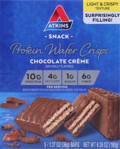 Atkins Atkins Chocolate Crme Protein Wafer Crisps, Protein Dessert, 4g Net Carb, 1g Sugar, High in Fiber, Keto Friendly, 5 Count