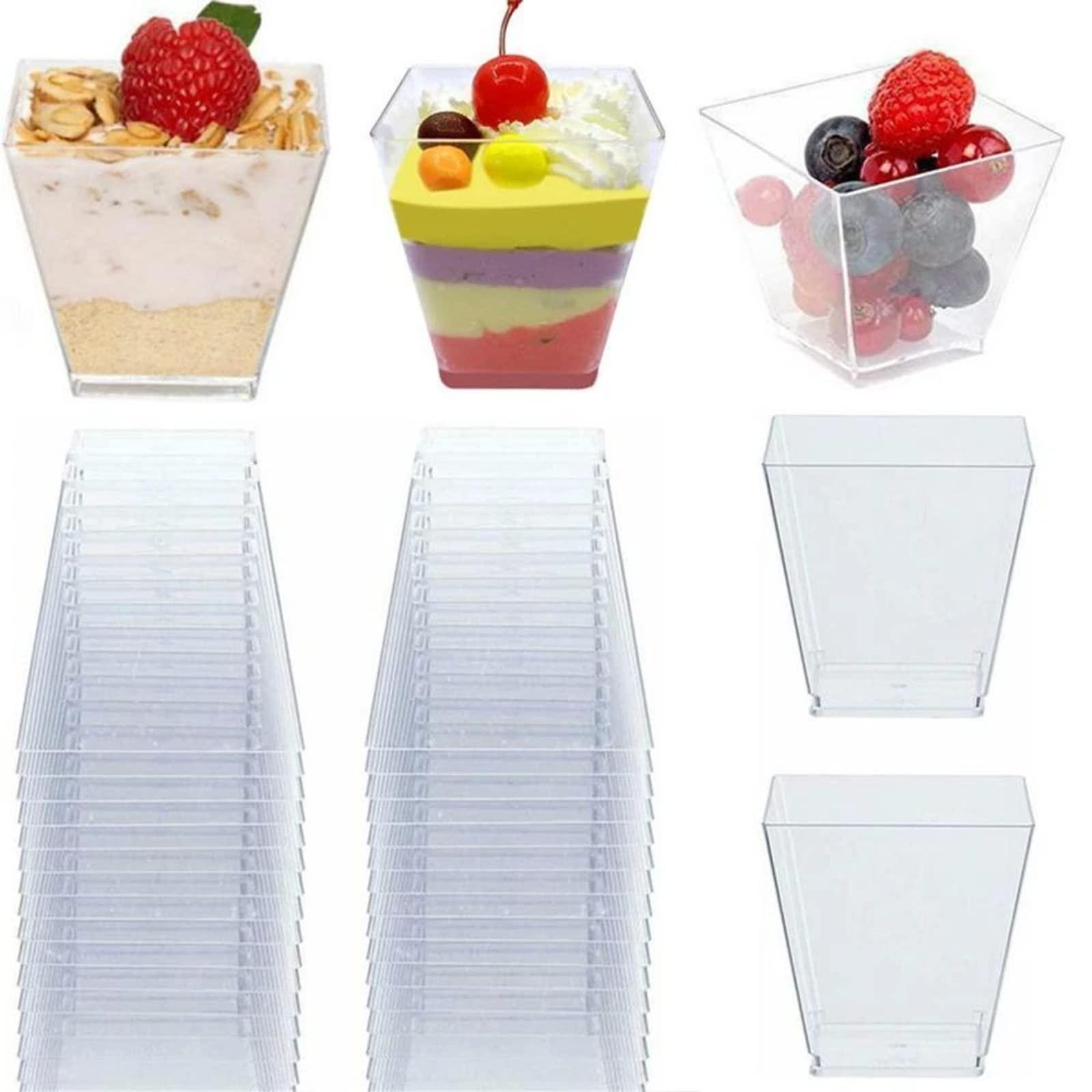 EGEN EGEN 10pcs 2oz Disposable Dessert Cup Plastic Dessert Ice Cream Cup Home Festival Wedding Party Supplies (Spoons*10)