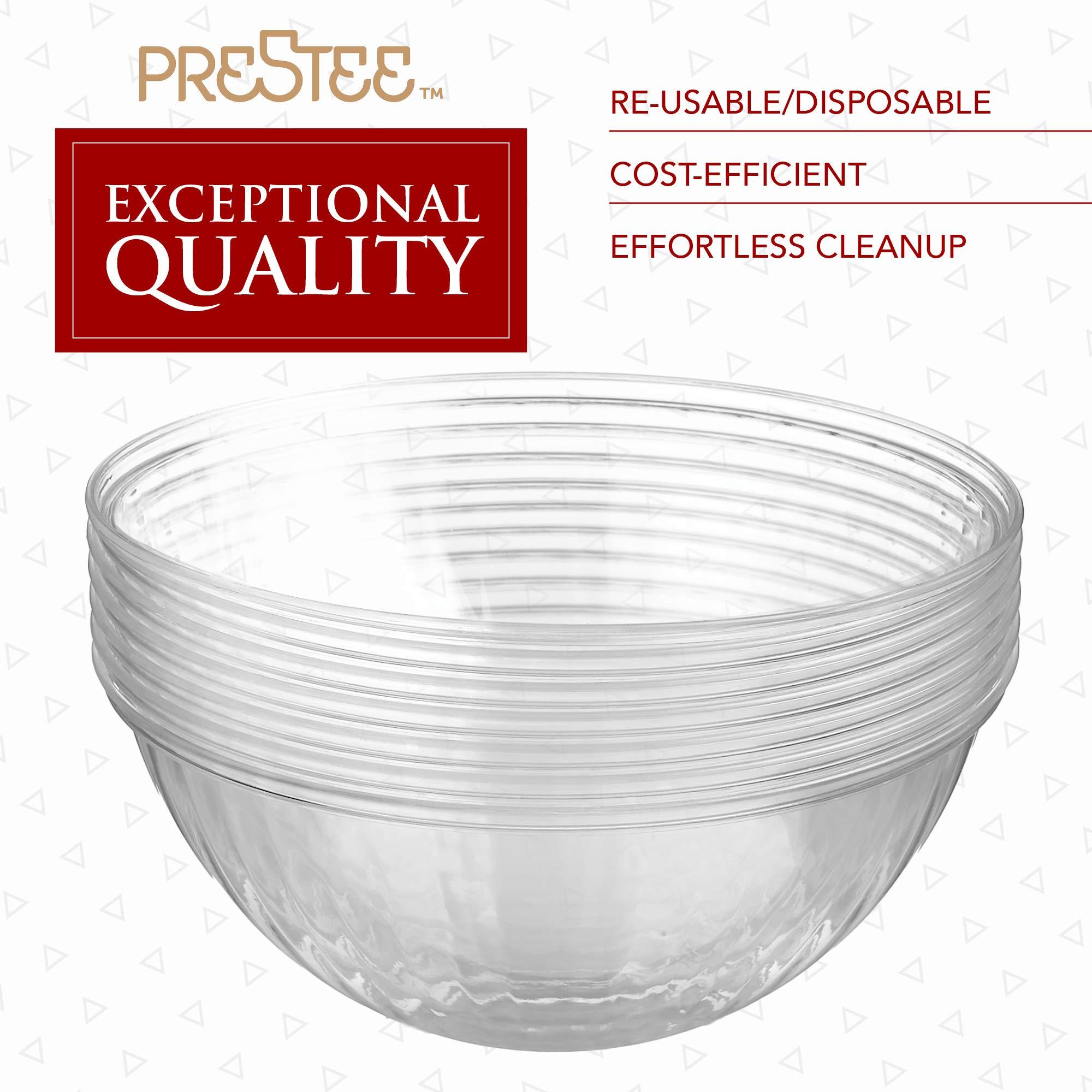 Prestee Prestee Clear Plastic Serving Bowls, 96 Oz. 6 Pack - Round Disposable Large Plastic Bowl, Punch, Party, Chip Bowl Containers - for Candy, Salads, Parties, & Serving Food - Salad Bowl Dish for Eating