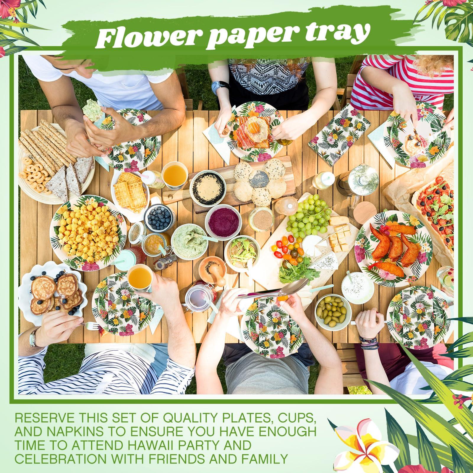 Pickmesh Pickmesh 250 Pcs Hawaiian Party Plates and Napkins Tropical Luau Party Supplies Disposable Plates Napkins Cups Serve 50 Guests Hawaiian Luau Party Decorations for Summer Hawaiian Luau Birthday Party