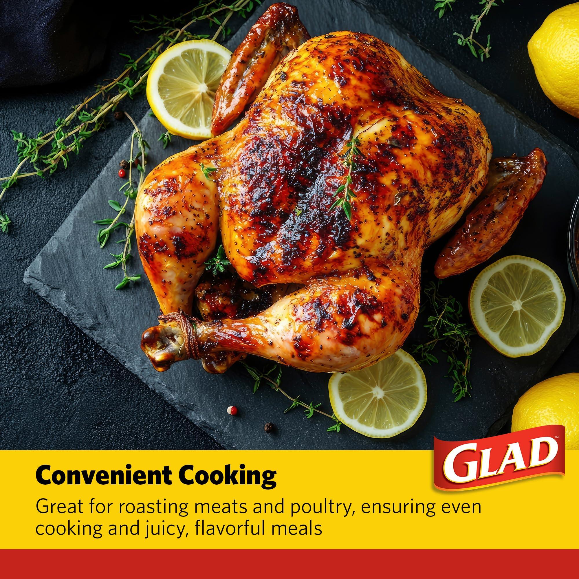 Glad Glad Turkey Size Oven Bags for Meats & Poultry 8-24 lbs BPA-Free* for Tender, Juicy Roasts with Fast & Easy Clean-Up, Turkey Cooking Bags, Roasting Bags, 19" x 23.5" - 2 Count