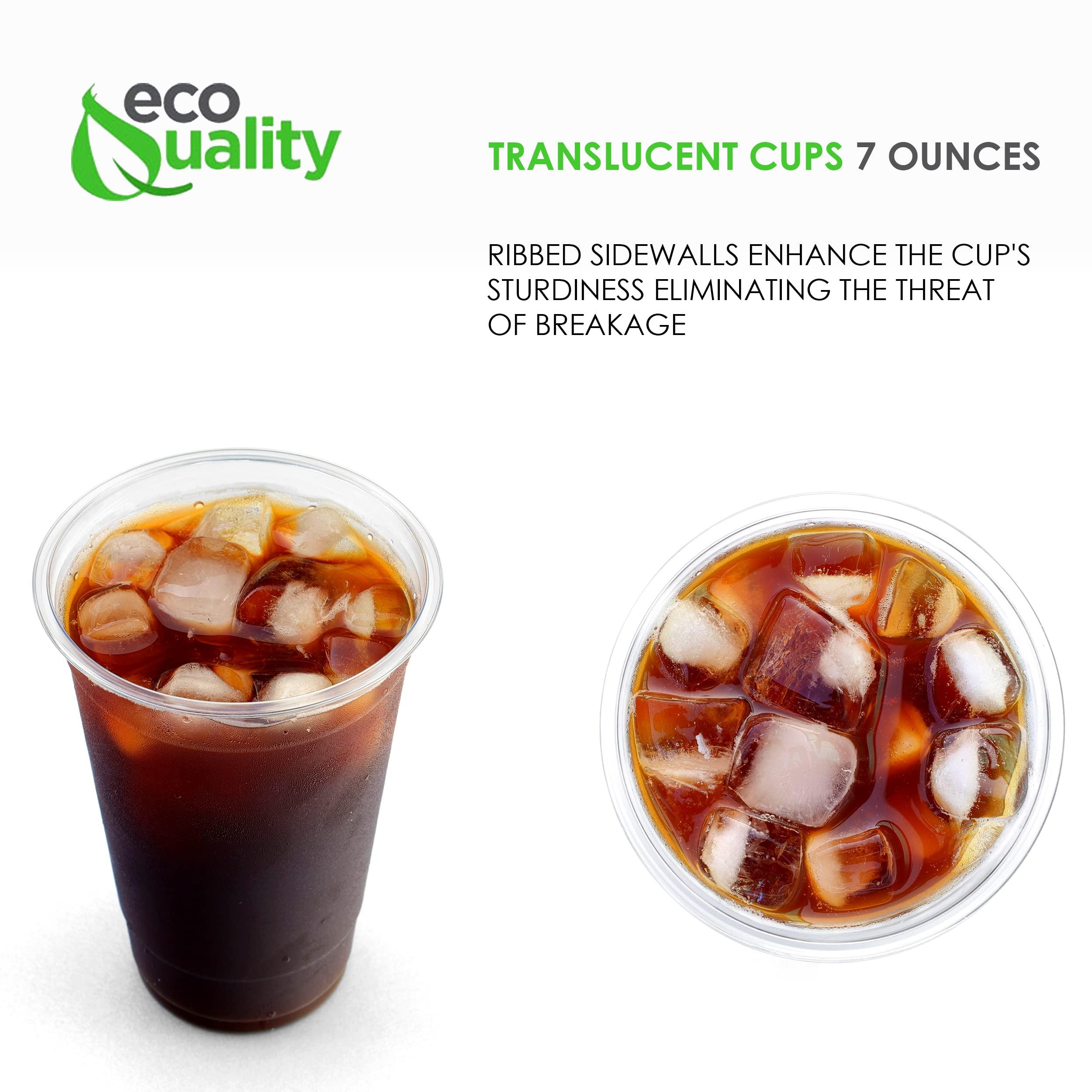 EcoQuality 7oz Translucent Plastic Cups - Disposable 7 ounce Cold Drink Party Cups - Cold Drink, Soda Cups, Party Cups, Water Cups, Drinking Cups for Home, Office, Events, Wedding, Parties and Takeout (2400)