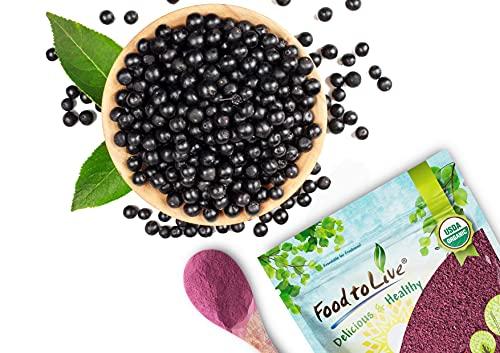 Food to Live Food to Live Organic Black Elderberry Powder, 12 Ounces – Non-GMO, Made from Raw Dried Berries, Unsulfured, Vegan, Bulk, Great for Baking, Smoothies, Yogurts, No Sulphites, Contains Maltodextrin