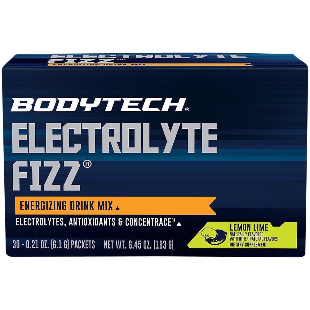 BODYTECH BODYTECH Electrolyte Fizz Packets, Lemon Lime - Supports Energy & Endurance with 1200MG of Vitamin C, On The Go Refreshment (32 Packets)