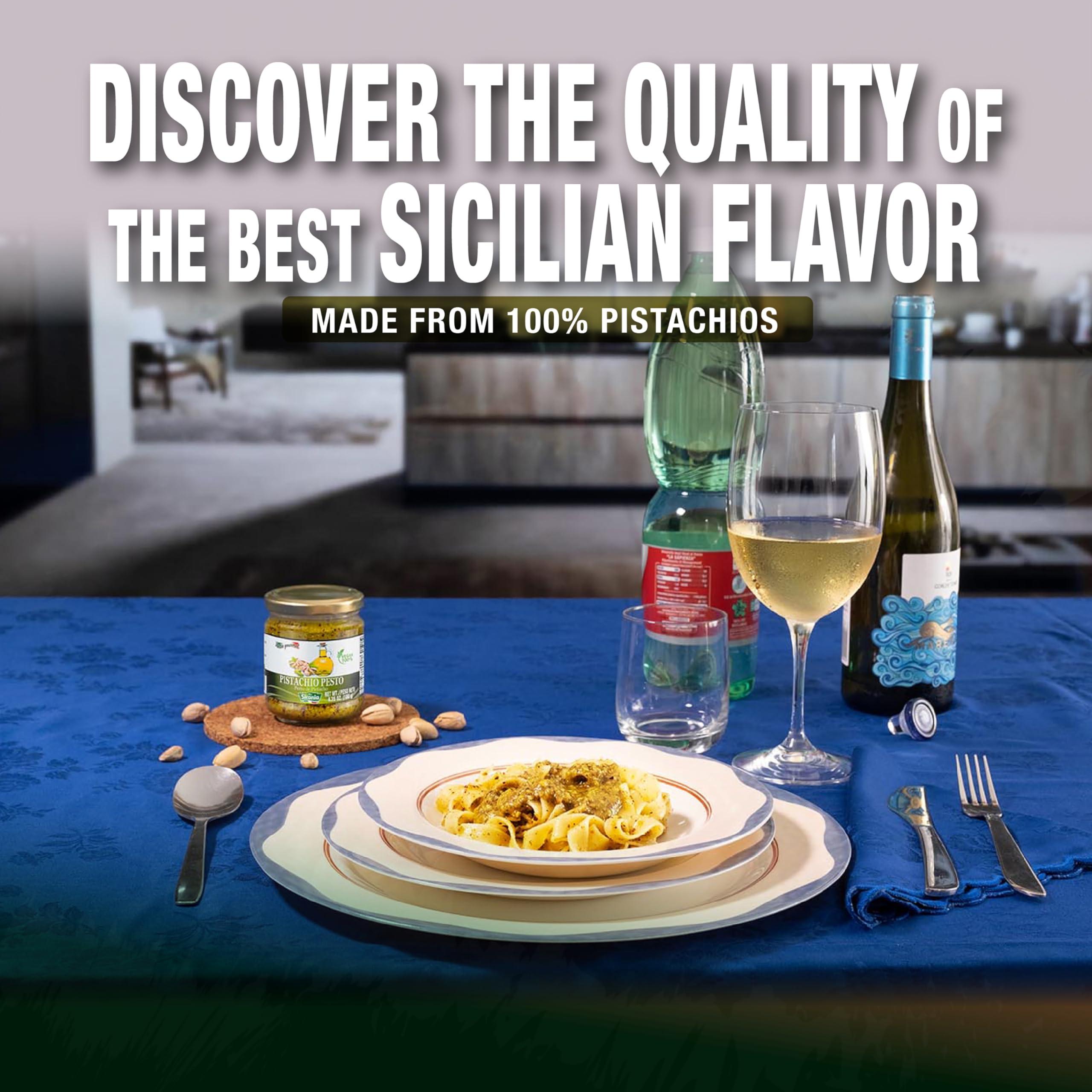 SICANIA SICANIA Pistachio Pesto Sauce, Savor the Taste of Sicily with Our Healthy, Palm Oil-Free Recipe - Ready-to-Eat, 6.35 oz (180Gr)