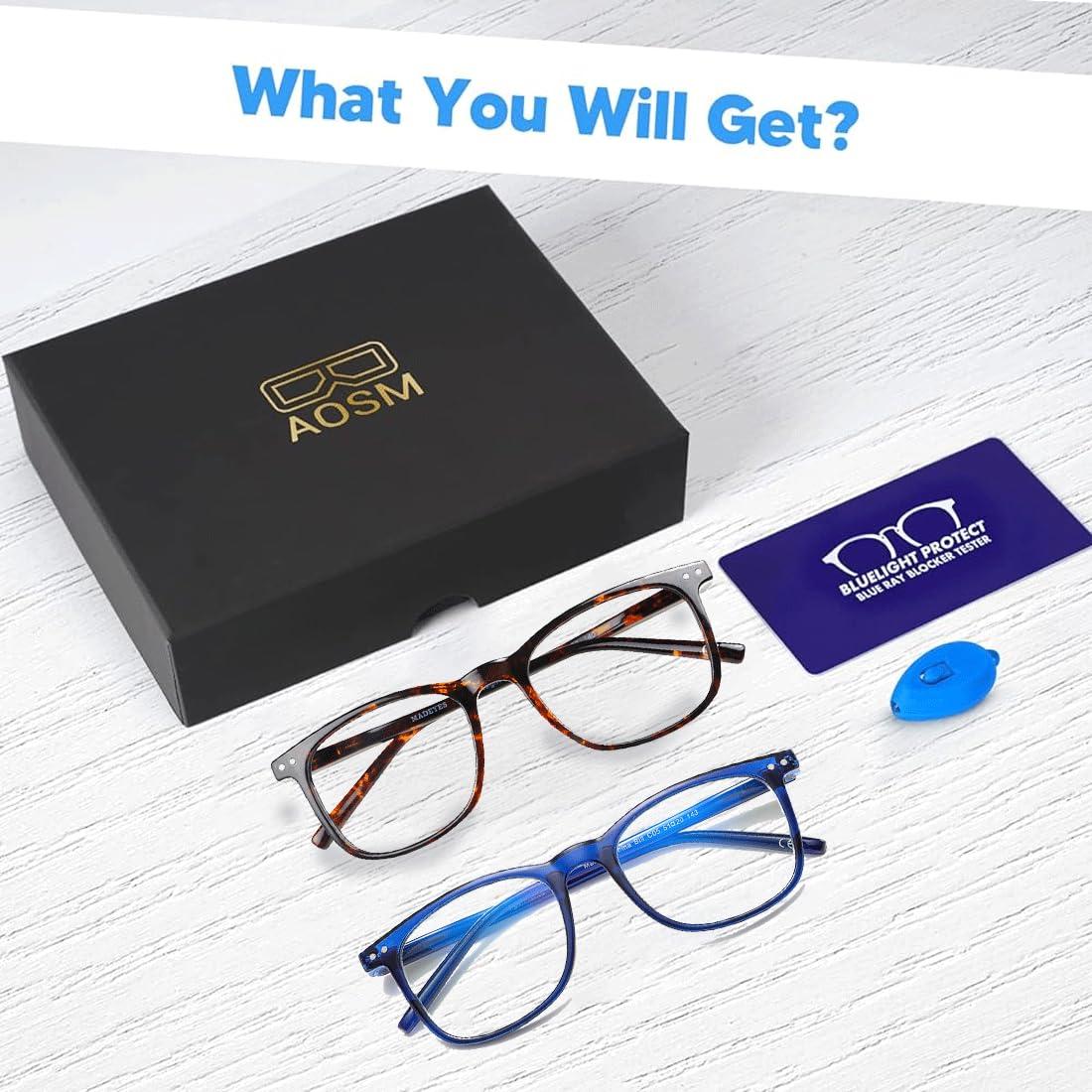 AOSM AOSM Blue Light Blocking Glasses, Blue Blocker Computer Glasses for Men Women, Anti Glare 400 UV & Eye Strain Fake Square Glasses