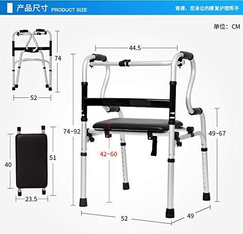 WRRQCVAL Walking Frame, Folding Zimmer Walker Lightweight Portable Walking Mobility Aids for Elderly Disabled Adjustable Height with Shower Rollator with 2 Wheels Interesting