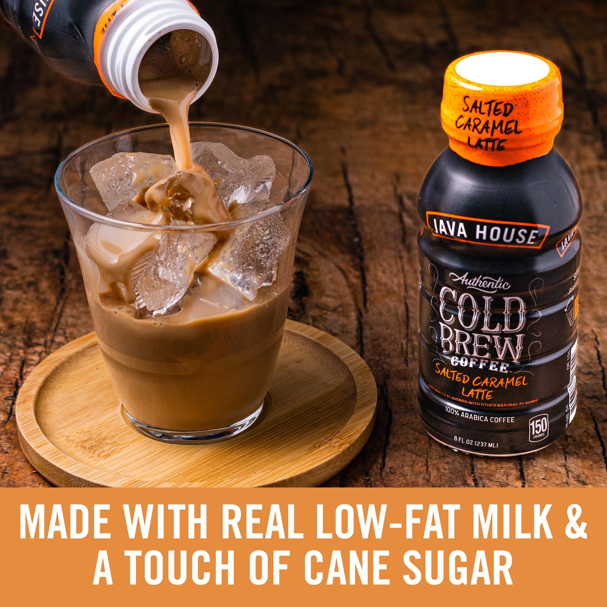 Java House Java House Cold Brew Coffee, Salted Caramel Latte, 12 Pack of 8oz Bottles, Ready to Drink Instant Cold & Iced Coffee (Salted Caramel Latte)