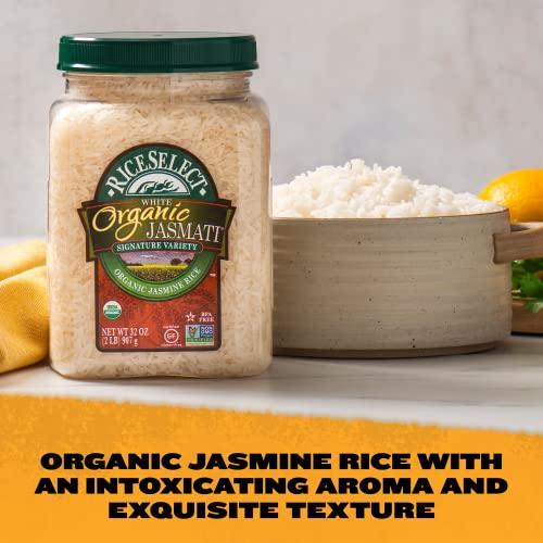 RiceSelect RiceSelect Jasmati Organic Rice, Long-Grain Organic Jasmine Rice, Premium Gluten-Free Rice, Non-GMO, 32-Ounce Jar