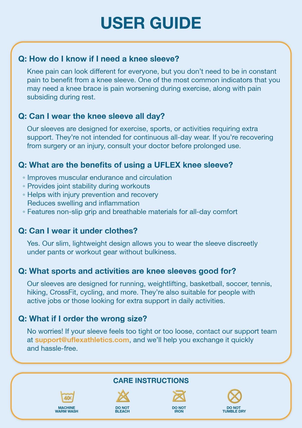 UFlex Athletics UFlex Athletics Knee Compression Sleeve Support for Women and Men - Knee Brace for Pain Relief, Fitness, Weightlifting, Hiking, Sports - Blue, Large