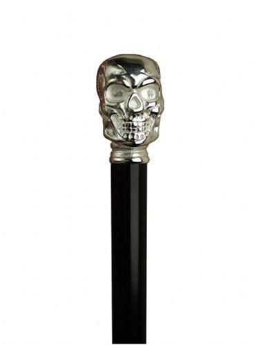 HARVY Unisex Skull Cane Black, Metal Chrome Finish Handle -Affordable Gift! Item #HAR-9111808