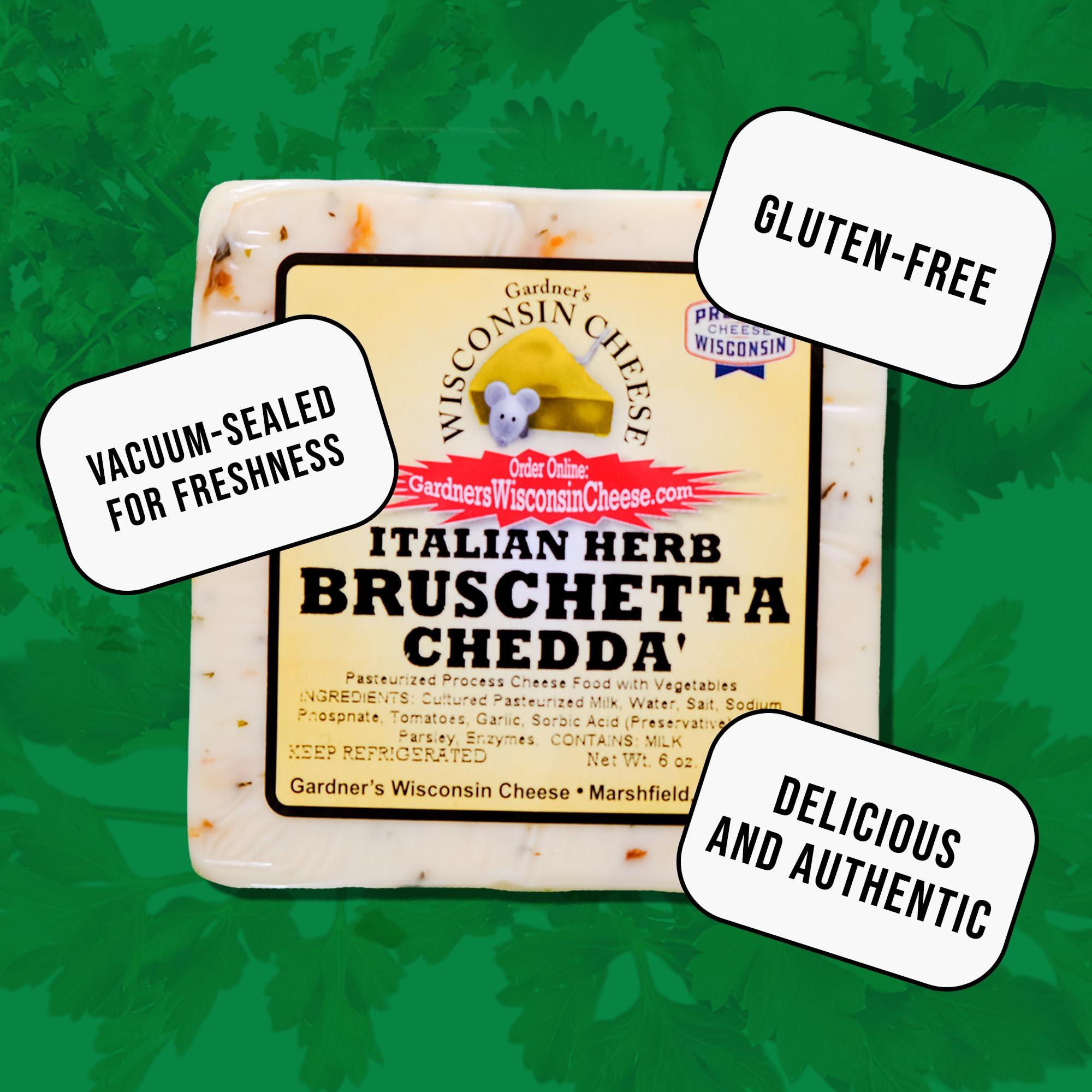 Gardner\'s Wisconsin Cheese Gardner\'s Wisconsin Cheese, Artisan Cheese 4 Packs (Italian Herb Bruschetta Cheddar) (6 Ounces Per Block) - Artisan Cheese Made in Wisconsin, Perfect for Grilling, Barbecues, and Holidays!