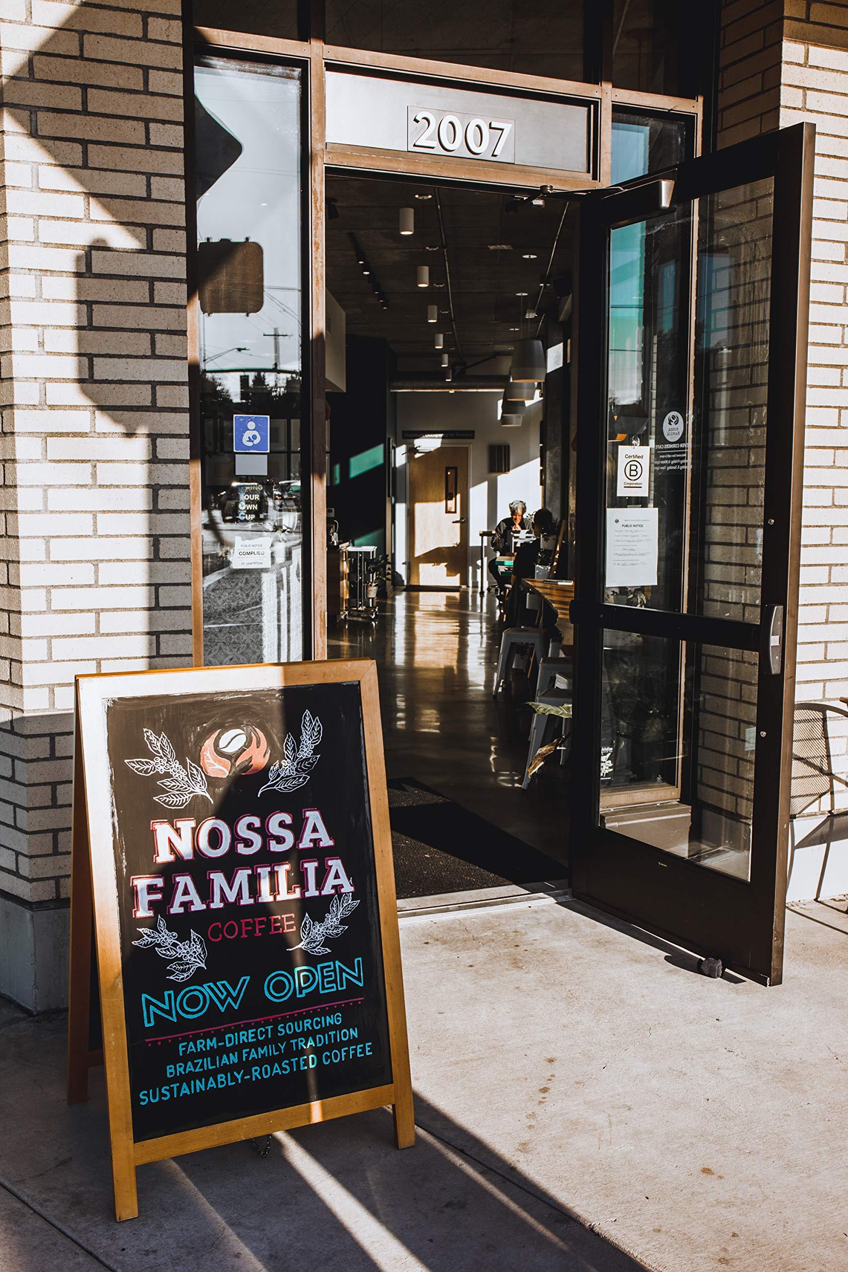 Nossa Familia Nossa Familia Italian Coffee - Medium-Dark Roast Low Acid - Fair Trade Ground Coffee Bean- Smooth Balanced and Low Bitterness - Roasted Whole Coffee- Sourced from Small Peruvian Farms - Delicia 12oz