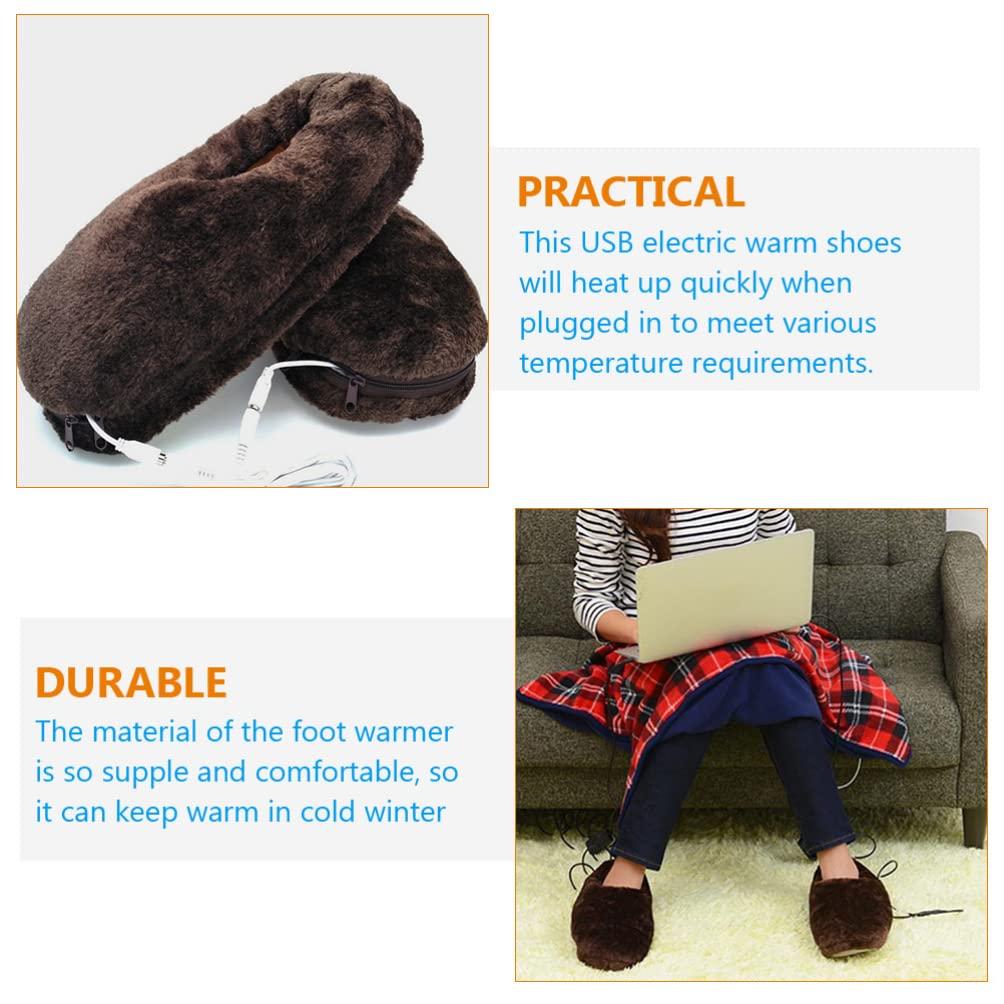 BESPORTBLE BESPORTBLE 1 Pair Heated Shoes Plush Heating Shoes Heated Plush Shoes USB Heating Shoes Heated Boot Winter Slipper feet Machine Heating Slipper Comfortable Heater