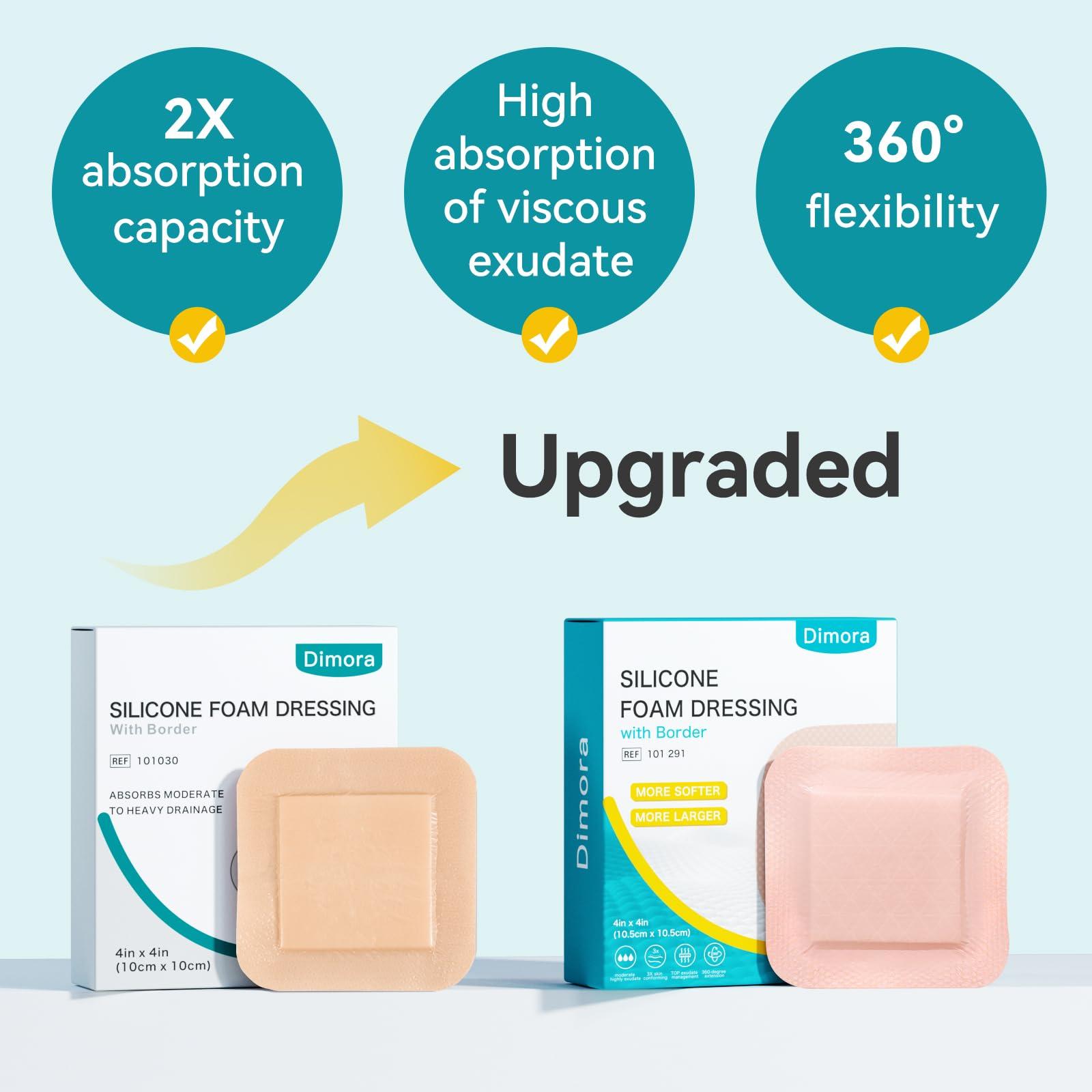 Dimora Dimora Silicone Super Absorbent Wound Dressings & Dimora Ultra Soft Silicone Foam Dressing 4\"x4\"