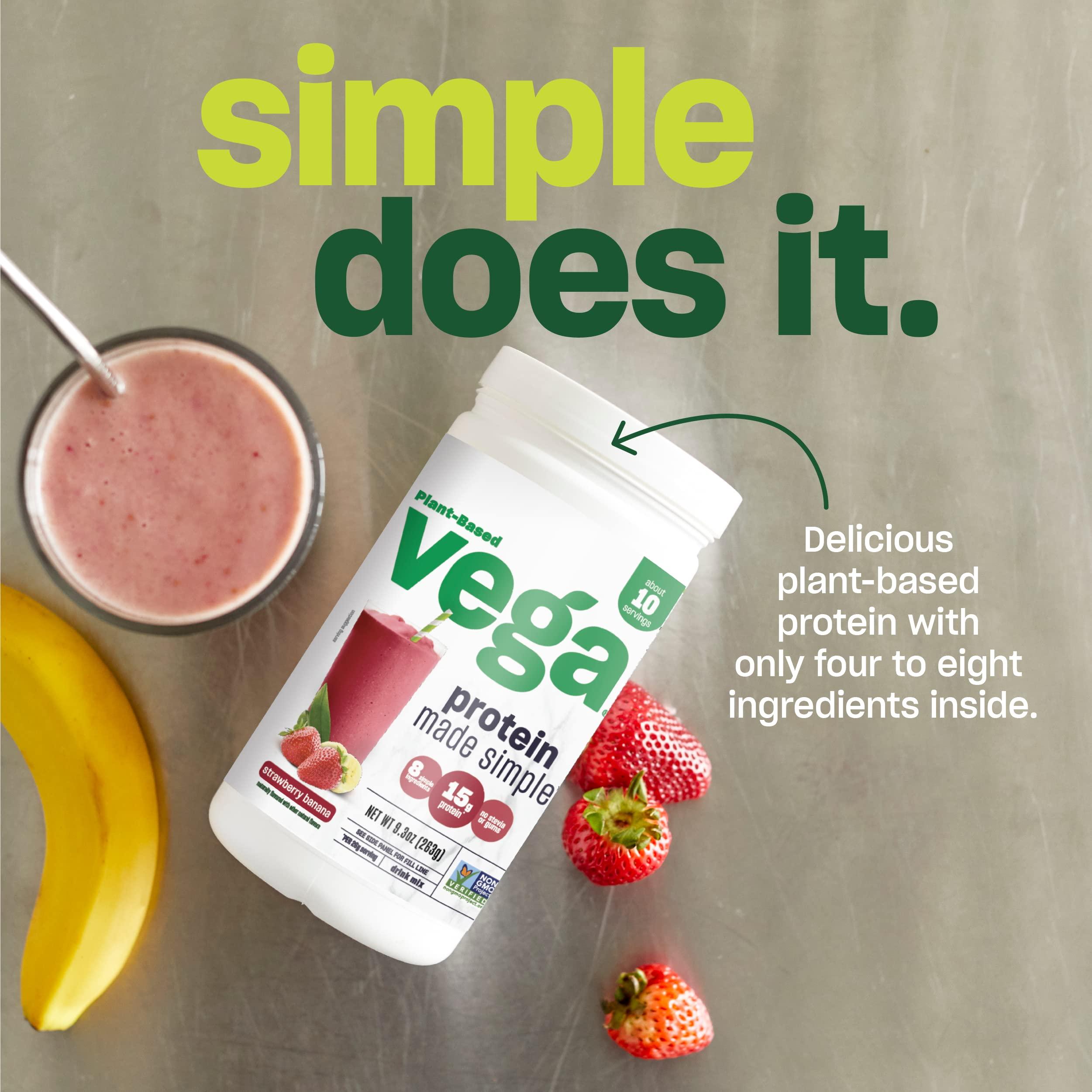 Vega Vega Protein Made Simple Vanilla (39 Servings) Stevia Free Vegan Protein Powder, Plant Based, Healthy, Gluten Free, Pea Protein for Women and Men, 2.2lbs (Pack of 12)