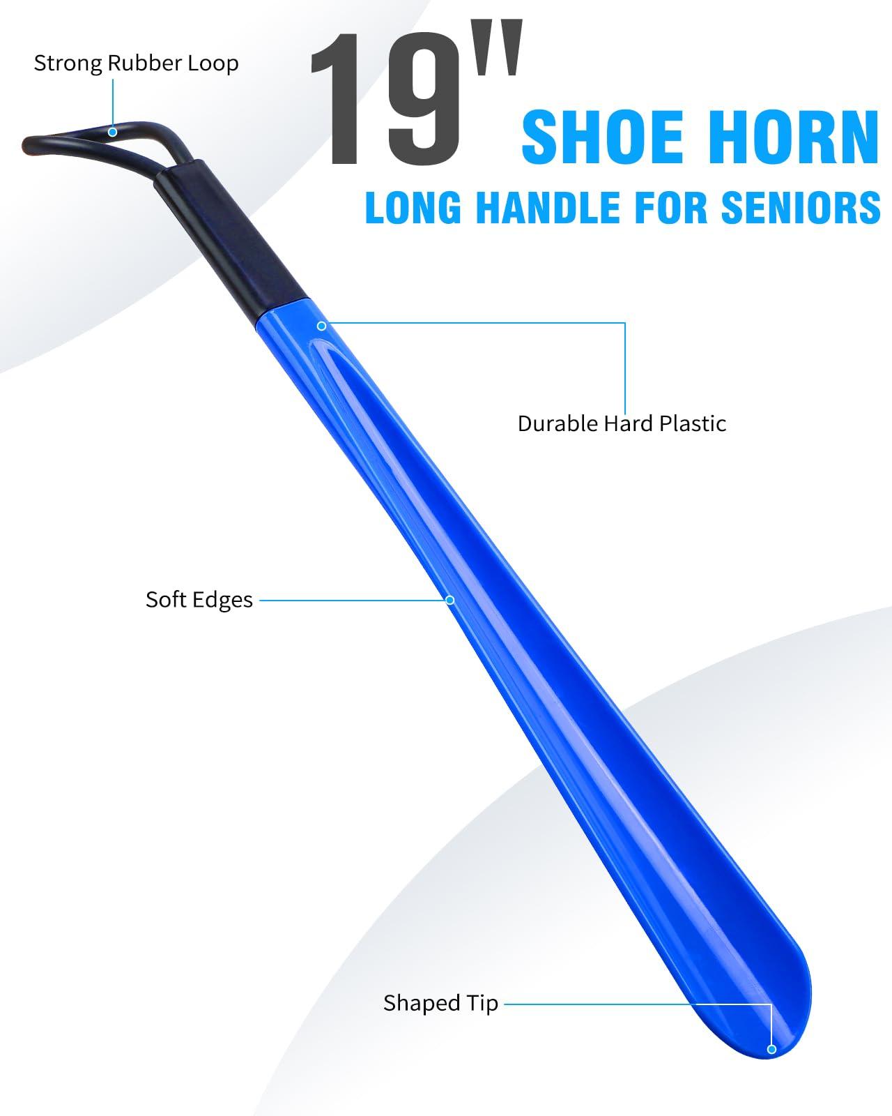 Kekoy Kekoy 8 in 1 Hip Kit, Seniors Total Hip Replacement After Surgery with 36\" Grabber Reacher Tool, Sock Aid Device, Leg Lifter, Long Handle Shoe Horn, Bath Sponge, Telescoping Back Scratcher(Blue)