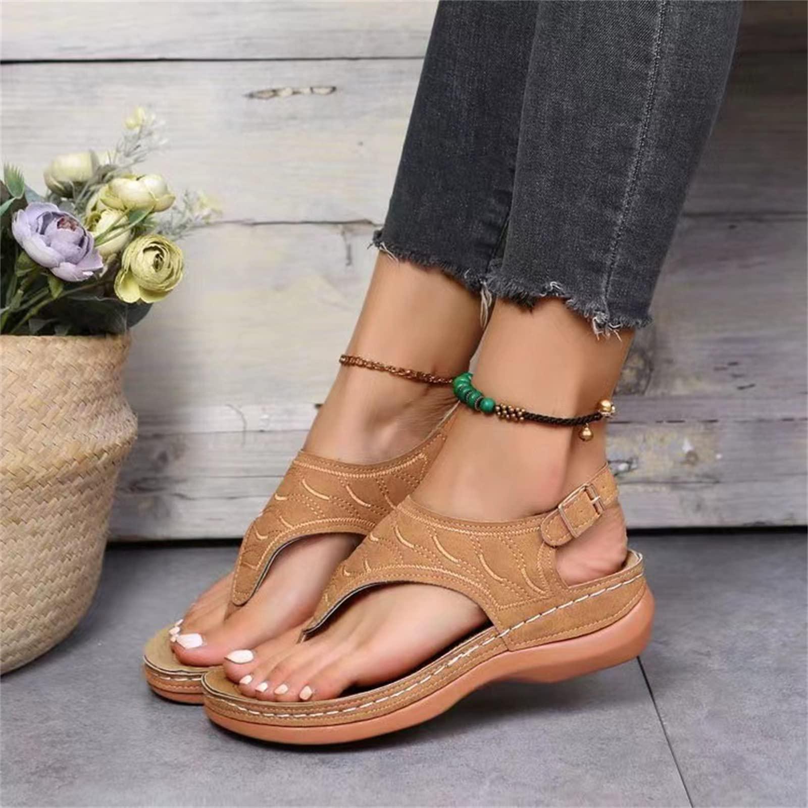 Ladmiple Ladmiple Orthotic Sandals For Women Plantar Fasciitis Womens Comfortable Walking Flip Flops Orthopedic Sandals with Arch Support Dressy Summer Comfortable Orthotic Beach Shoes Slides 2024