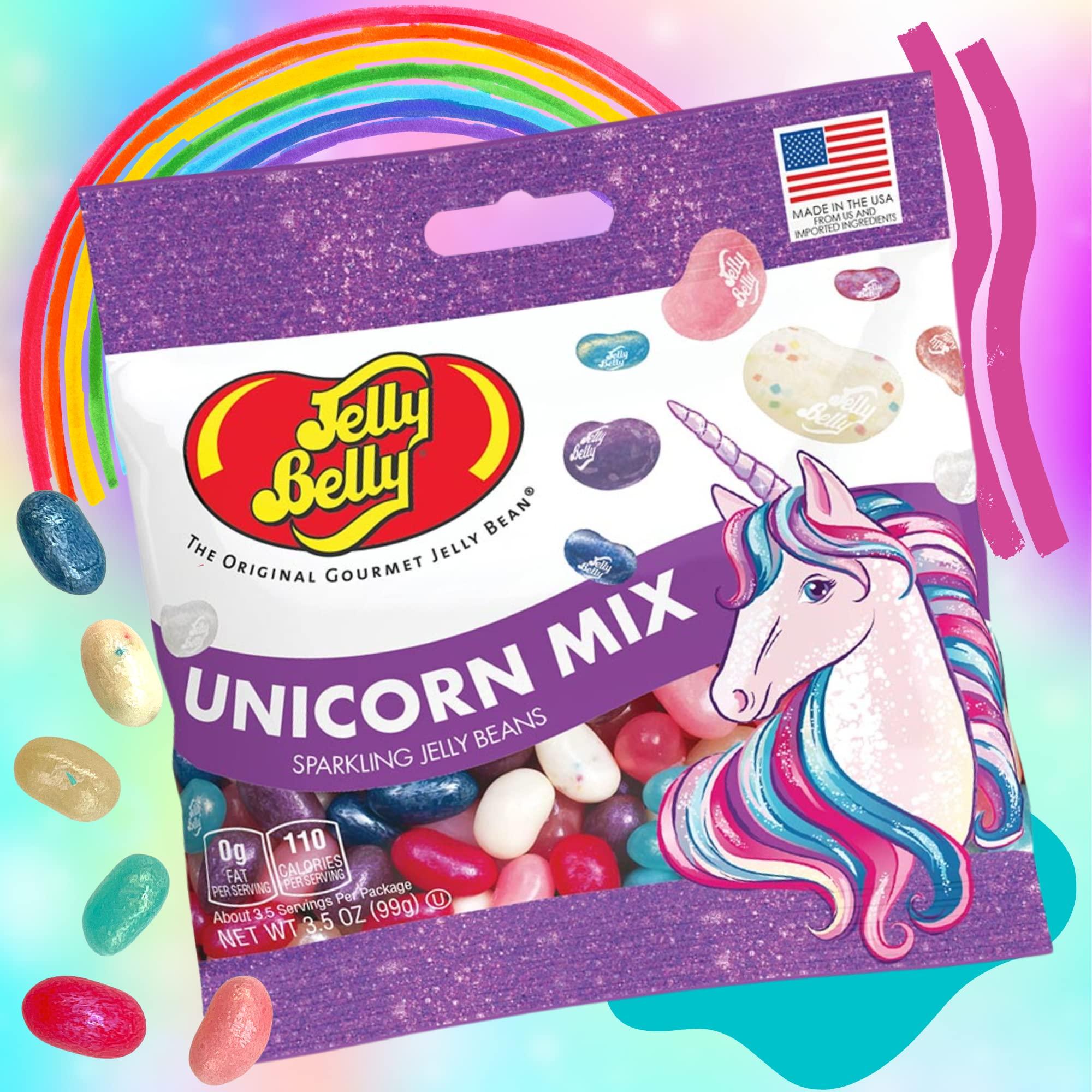 Needzo Birthday Cake and Unicorn Mix Flavored Jelly Beans, Girls Celebration Kit Gourmet Chewy Candy for Boys and Girls, Shareable Bagged Candies, Pack of 2, 3.5 Ounces
