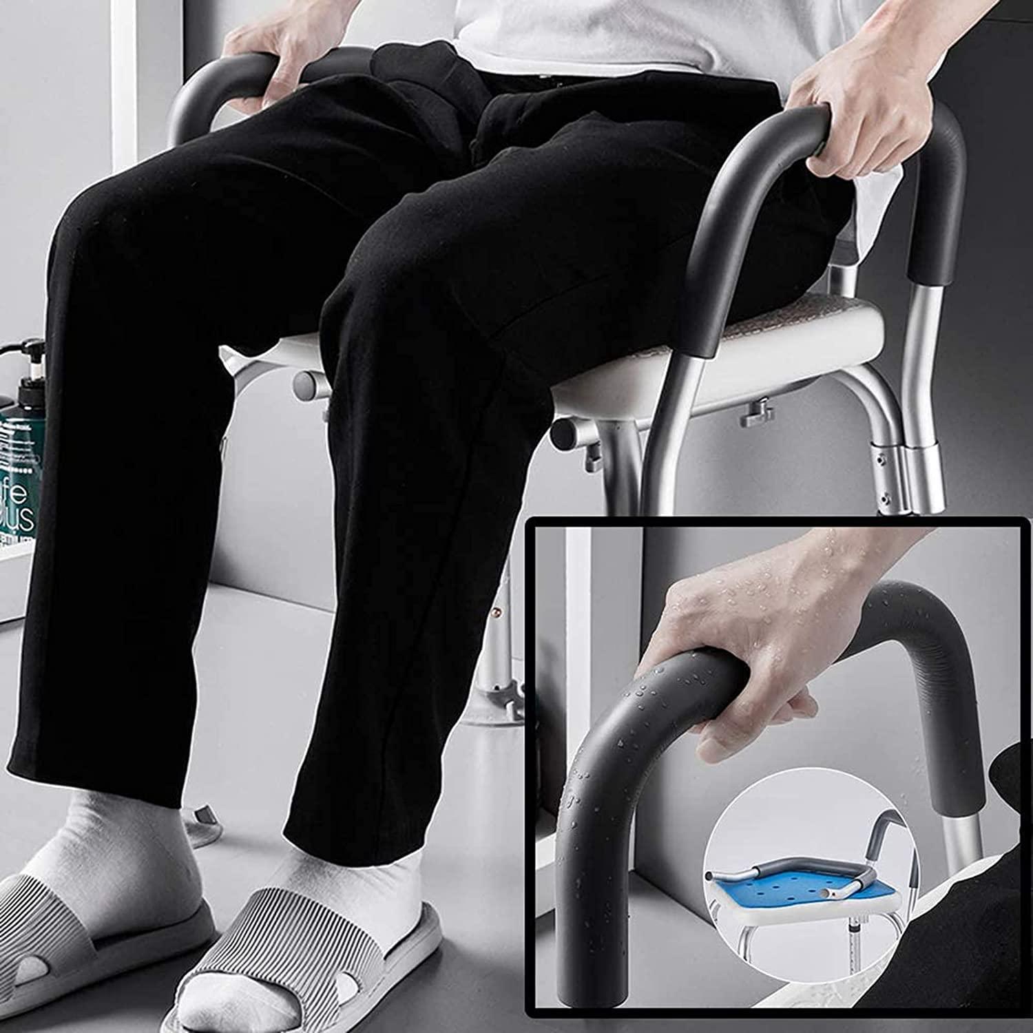 DIANYADIANPU Shower Chair for Inside Shower Elderly Shower Seats Height-Adjustable Shower Chair Benches with Back and Arms, for Elderly Heavy Duty Shower Stool, Adult Disabled Shower Aids (Color : White)