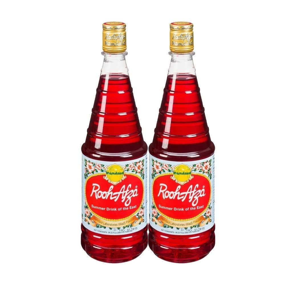 veenas Hamdard Rooh Afza Drink | 800ML | Baking Syrup | Delicious | Vegetarian | Mix into Exotic Cocktails | Pour Over Ice Cream | Traditional Desserts | Nut Free Flavoured Syrup | Indian Origin (Pack of 2)