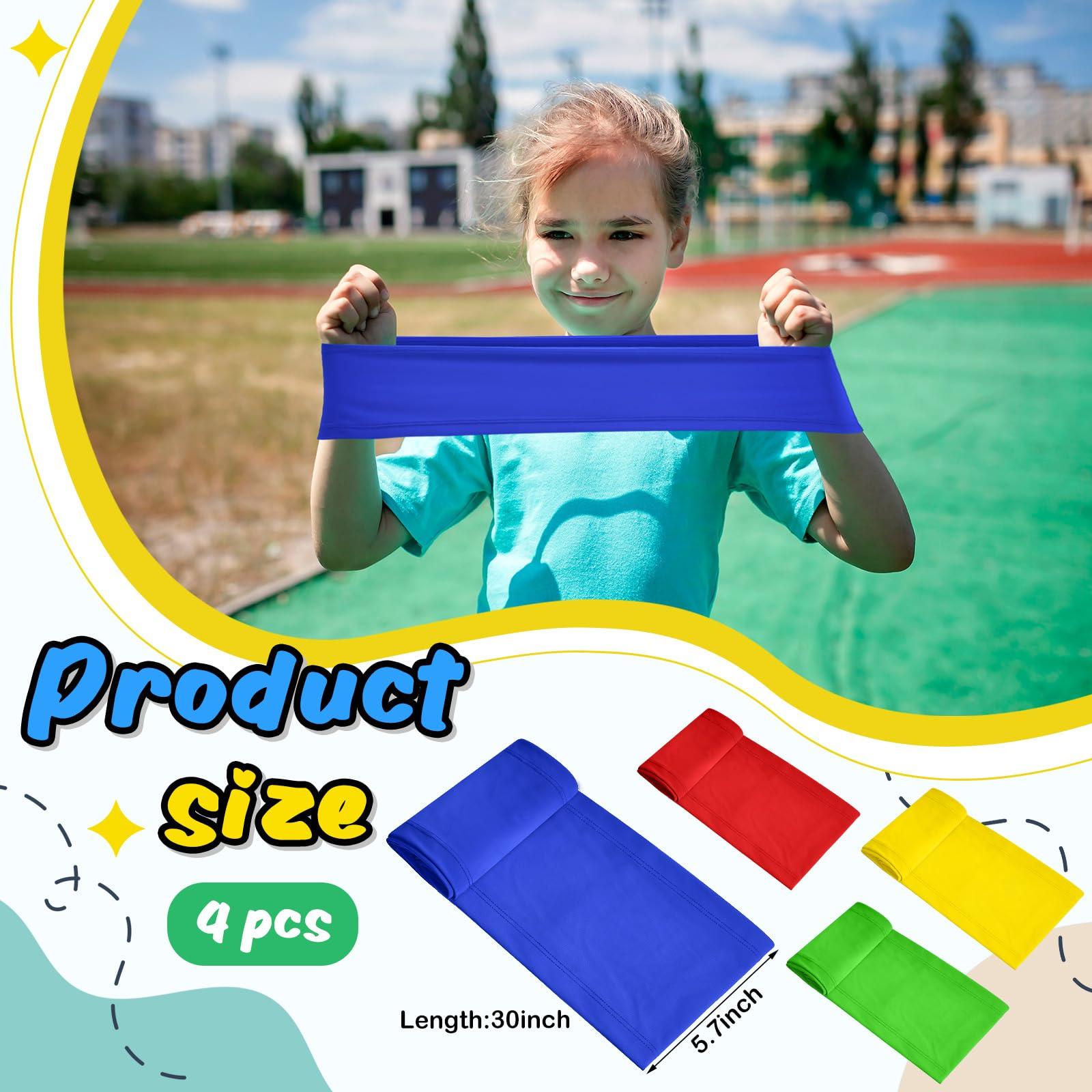 Wesnoy Wesnoy 4 Pcs Stretch Band Sensory Focus Tool 30\'\' Kids Resistance Band Stretches to 60\'\' Calming Fidget Bands for Chair Games School Supplies (Multicolor)