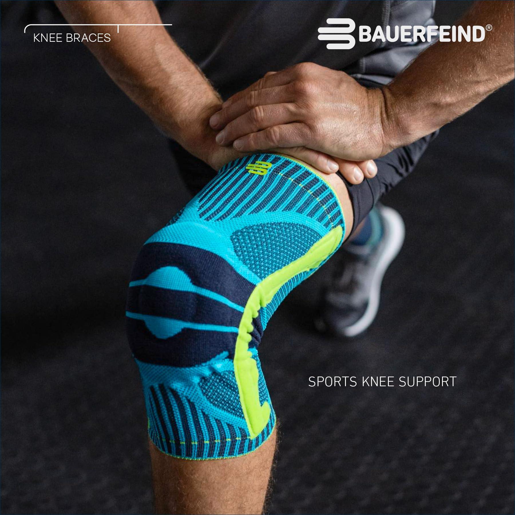 Bauerfeind Bauerfeind Sports Knee Support - Knee Brace for Athletes with Medical Grade Compression - Stabilization and Patellar Knee Pad (Black/Blue, XS)