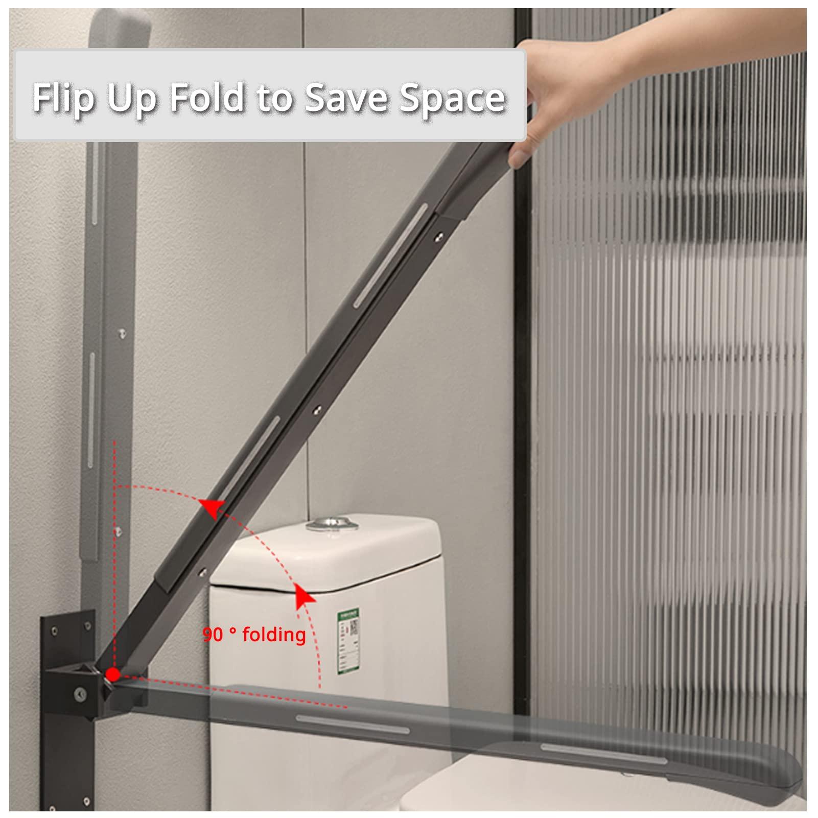 WeBert Bathroom Grab Rails,Shower Handle Bars for Elderly, Foldable Drop Down Toilet Rail Stainless Steel Flip Up Handicap Safety Grab Bar Rails Support for Walls Drop Down Screw-in Grab Bar,Supports 200kg(C