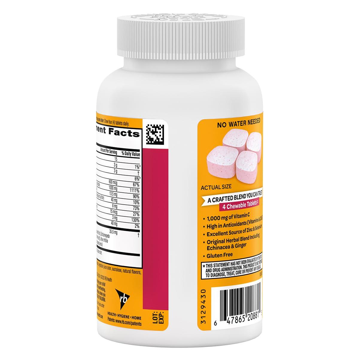 Airborne Airborne 1000mg Vitamin C + Zinc Immune Support Supplement Chewable Tablets, Very Berry Flavor with Powerful Antioxidants Vitamins A C & E, 116 Chewable Tablets (2 Pack)