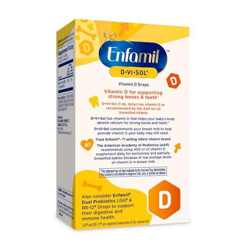 Enfamil Prenatals & Baby Vitamins Enfamil Baby Vitamin D-Vi-Sol Liquid Vitamin D Drops, Supports Strong Teeth & Bone Development, 50mL Bottle (Pack of 2)
