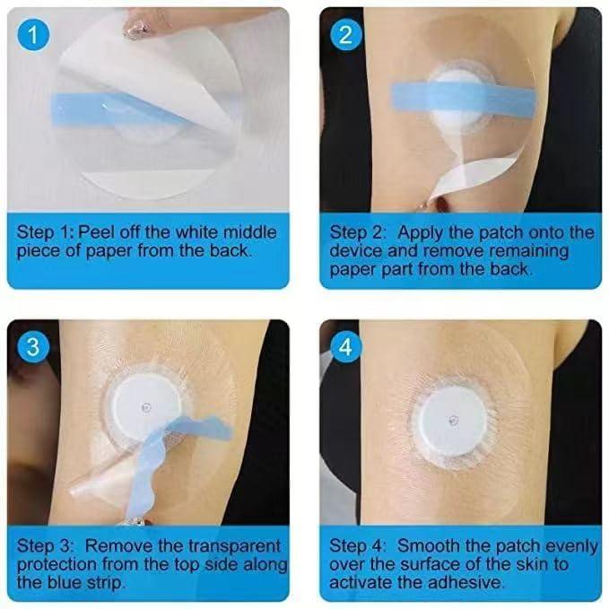 GTAGKOMMEN 55Pack Freestyle Libre 2 Sensor Covers, Latex-Free Hypoallergenic Waterproof Adhesive Patches for Libre 2/3 Sensor, CGM Covers Protection Transparent Tape 14 Days Long Stay NO Hole & Glue -GTAGKOMMEN