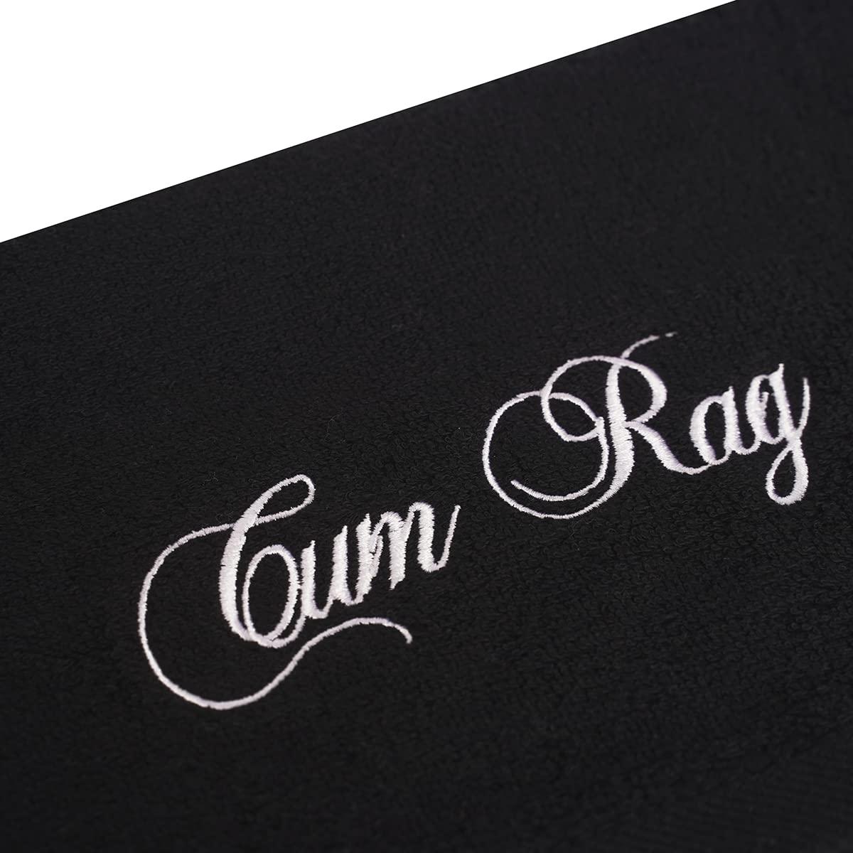 DailyRapFacts DailyRapFacts Cum Rag Embroidered Towel: Funny & Naughty Gag Gift (Black)