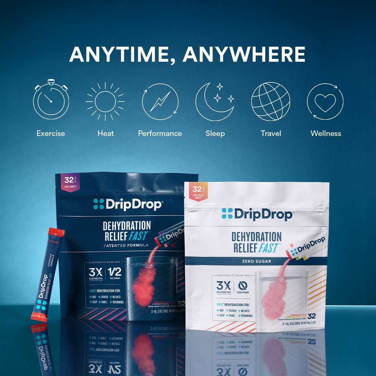 DripDrop DripDrop Hydration - Watermelon - Electrolyte Drink Mix Single Serve Hydration Powder Packets | Non-GMO, Gluten Free, Vegan | 32 Sticks