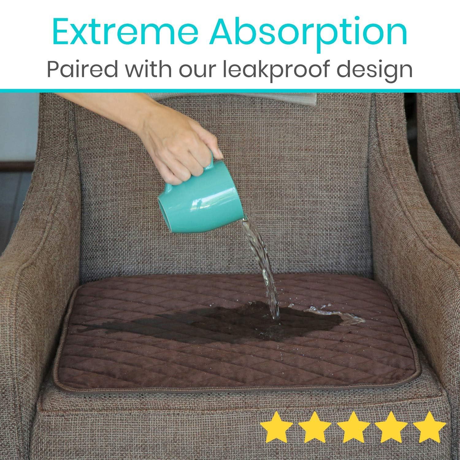 SURES Sures Waterproof Chair Pads for Incontinence (22\" x 21\") - Washable, Waterproof Seat Protector - Chair Protector Seat Cover - Absorbent Incontinence Pad for Bed, Seat Car Wheelchair & Recliner (Brown)