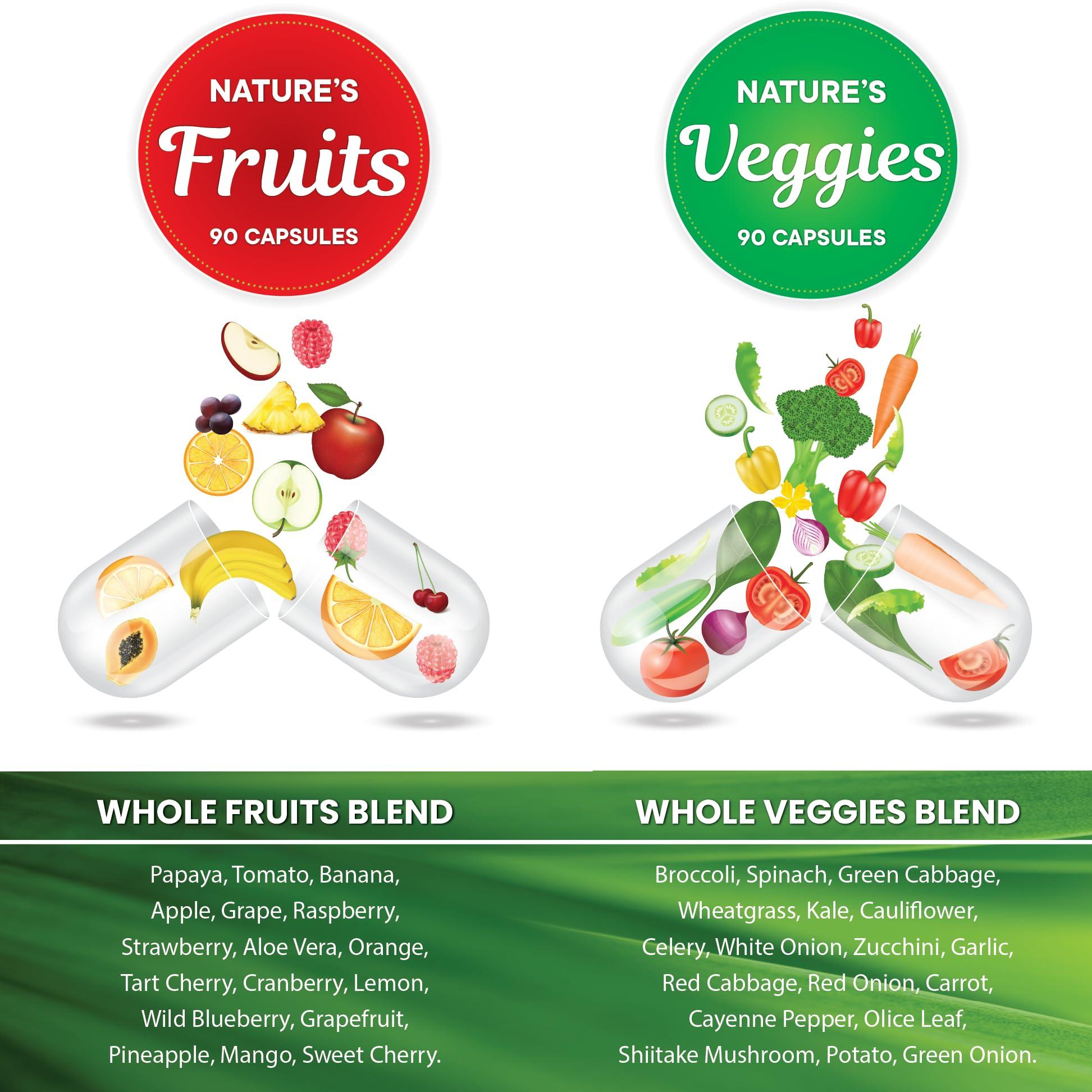 Superfood MD Superfood MD Fruits and Veggies Supplement - 90 Fruit and 90 Veggie Capsules - Supports Energy Balance, High Lycopene, Vitamins & Minerals -Made in The USA - 90 Count (Pack of 2)