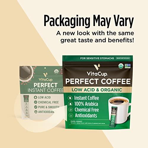 VitaCup VitaCup Perfect Low Acid Coffee Bundle, Pure & Smooth USDA Organic & Fair Trade, Mycotoxin Free, Dark Roast | 24 CT Pods & 24 CT Instant Coffee Packets