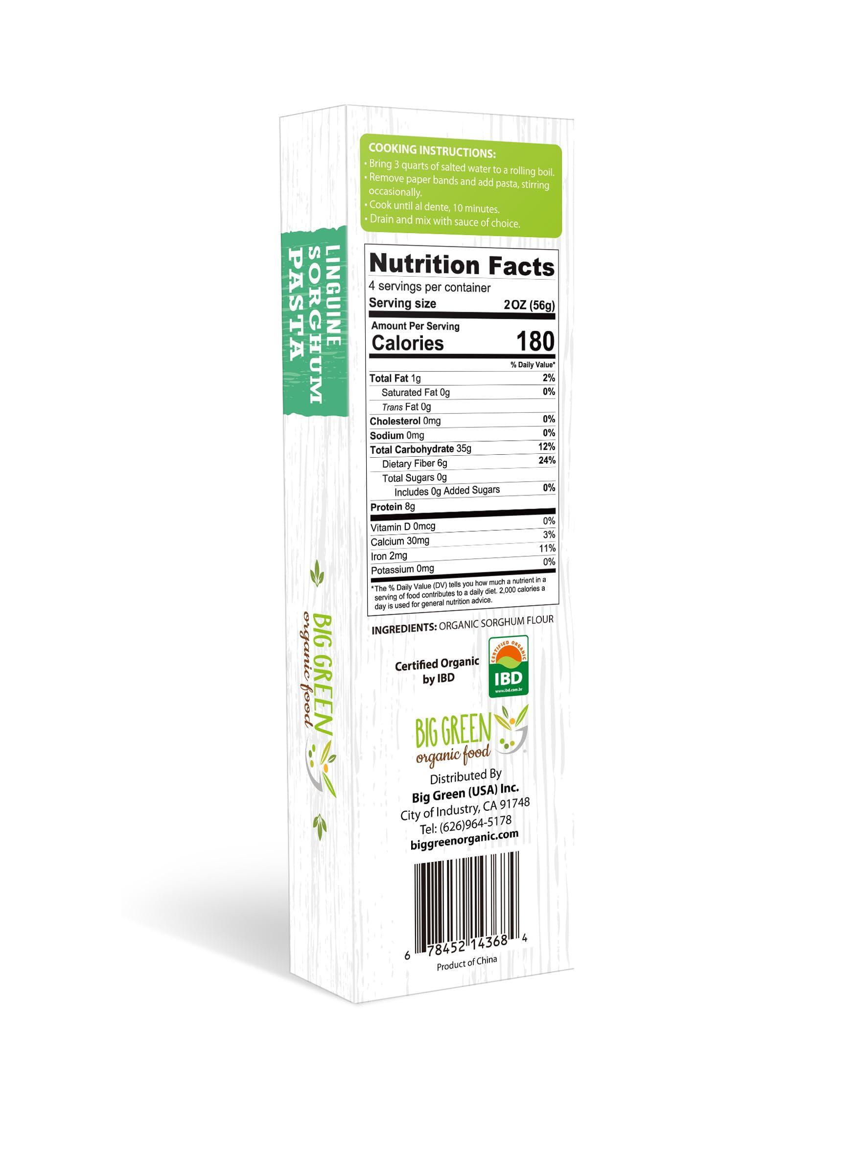 Big Green Organic Food Big Green Organic Food- Organic Sorghum Linguine, Gluten-Free, Lectin-Free, Non-GMO, Vegan, Wheat and Rice Alternative, 8.8oz (12 Pack)