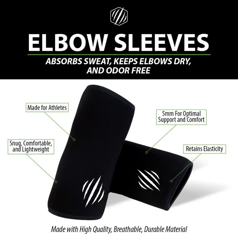 Bear KompleX Bear KompleX Elbow Sleeves (Sold AS A Pair of 2) for Weightlifting, Powerlifting, Wrestling, Strongman, Bench Press, Cross Fitness, More. Compression Sleeves Come in 5mm Thickness Elbow Star XXXL