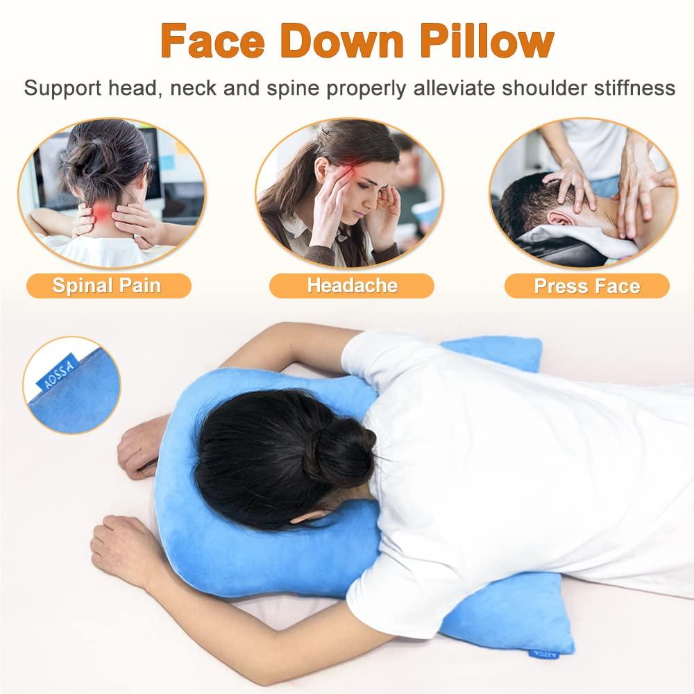 AOSSA Face Down Pillow for Sleeping After Eye Surgery Head Positioning Prone Pillow for Massage Napping Tanning Pillow with Face Hole Doughnut Bed Cradle Cushion Detached Retina Vitrectomy Recovery
