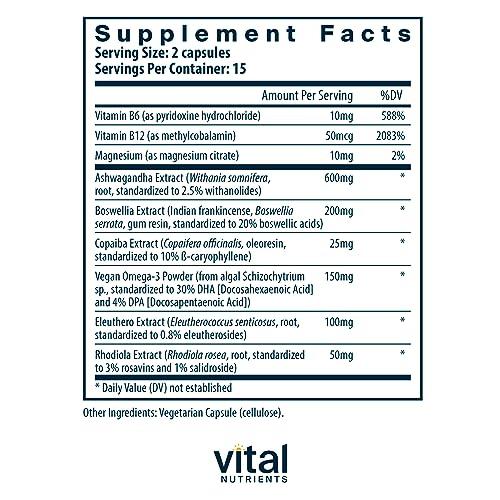 Vital Nutrients Vital Nutrients Cortisol Balance | Vegan Stress Relief Supplement | Cortisol Manager Supports Energy & Stress Levels | Ashwagandha & Magnesium for Relaxation | Gluten, Dairy, Soy Free | 30 Capsules