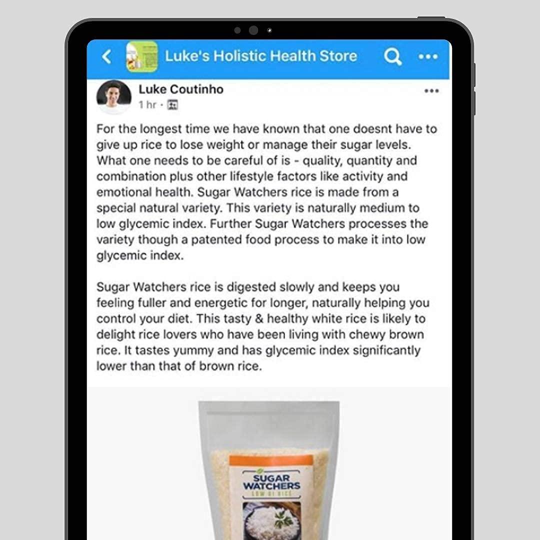 Sugar Watchers Sugar Watchers Low GI Rice, 1 Kg; Diabetic Friendly White Rice