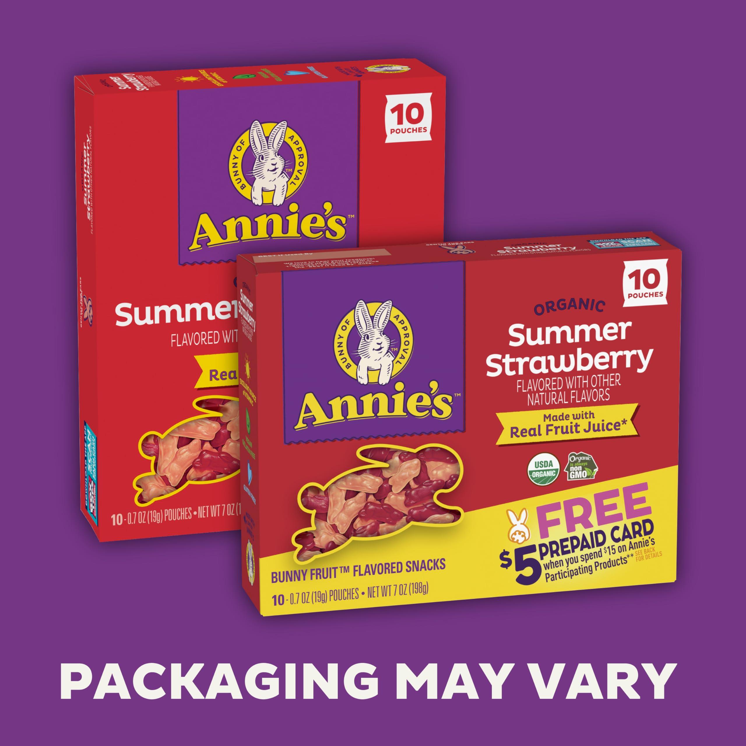 Annies Annie\'s Organic Bunny Fruit Flavored Snacks, Summer Strawberry, Gluten Free, 10 Pouches, 7 oz.