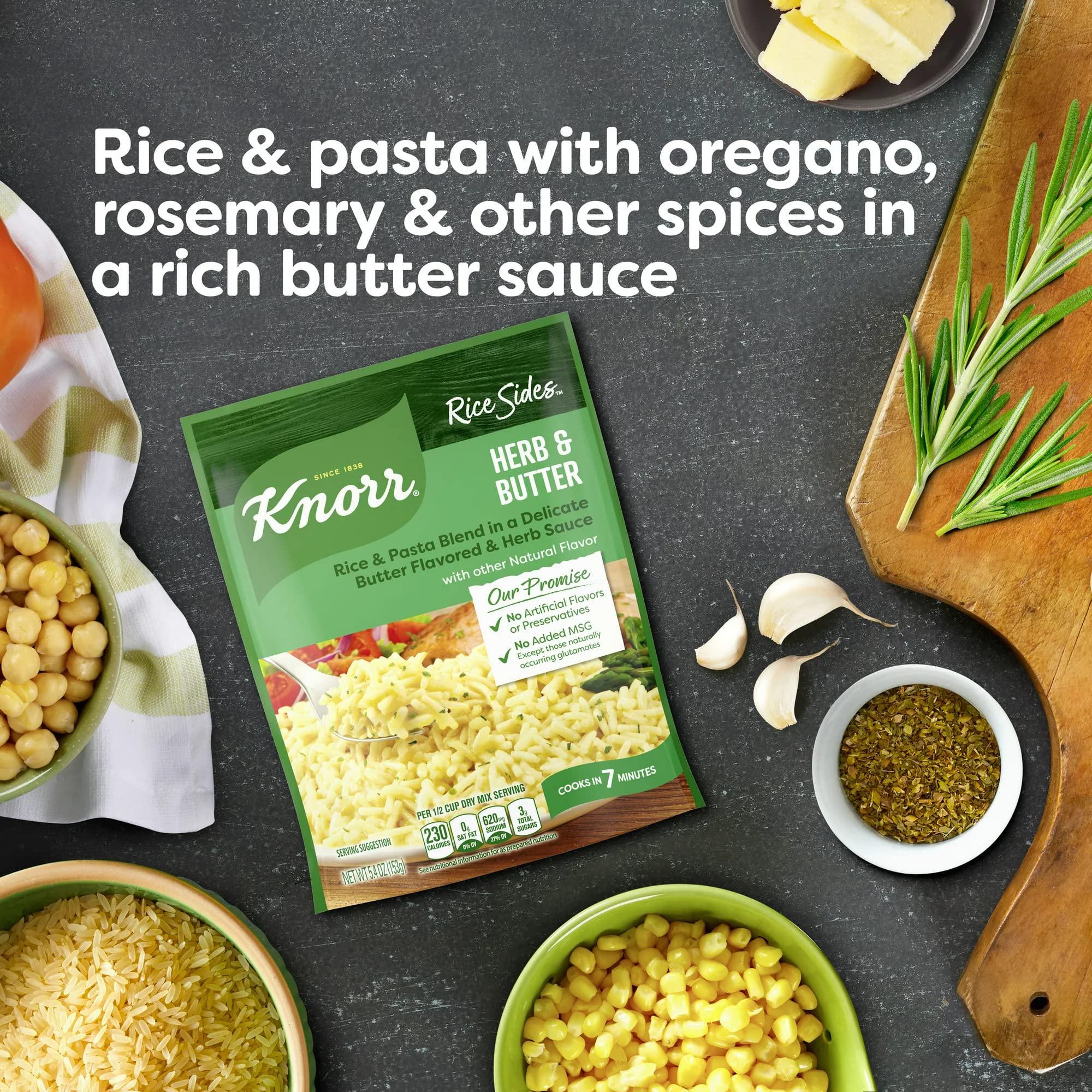 Knorr Knorr, Rice Sides, Flavor, 5.4oz Pouch (Pack of 6) (Choose Flavors Below) (Herb & Butter Rice)