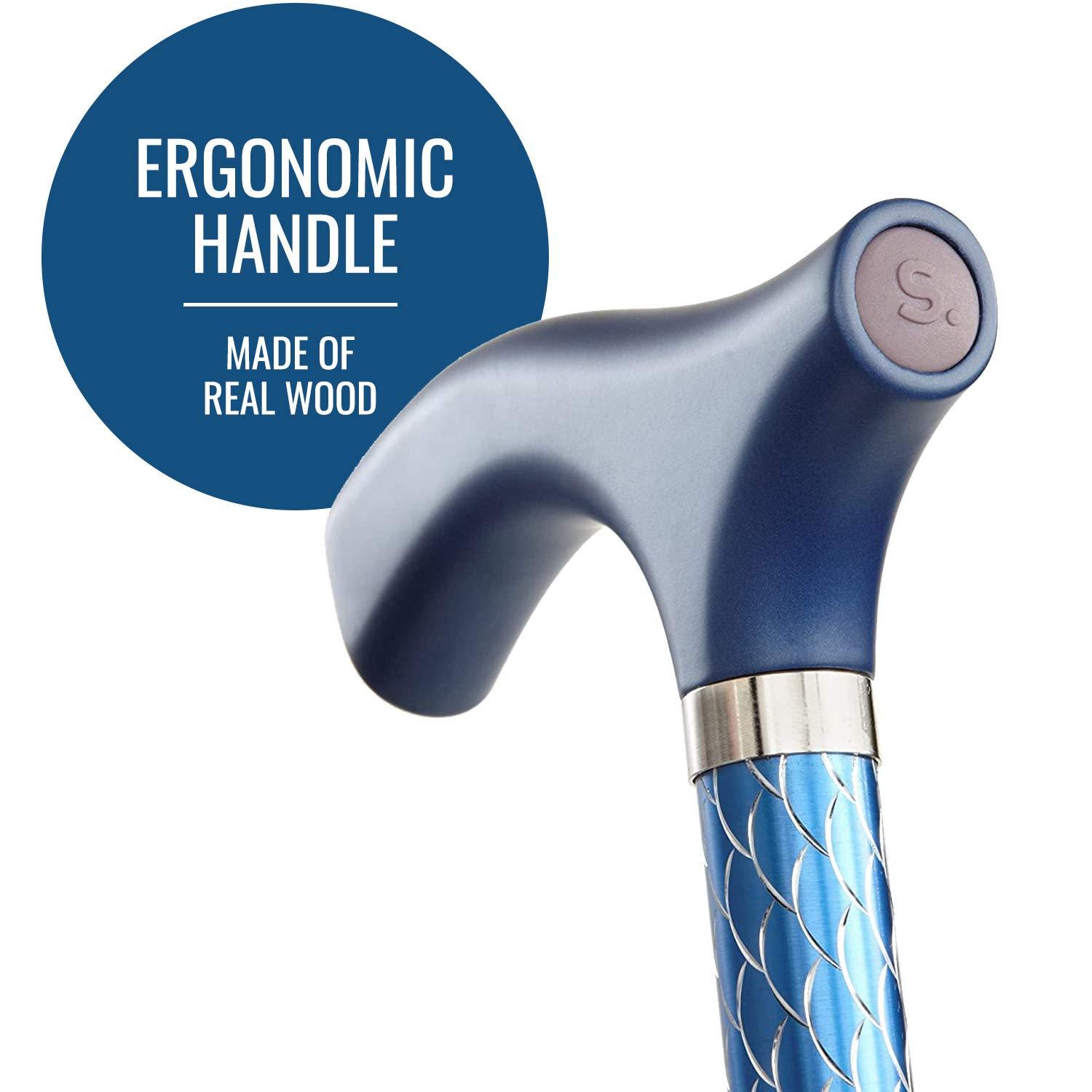 Switch Sticks Switch Sticks Walking Cane for Men or Women, Foldable and Adjustable from 32-37 Inches, FSA and HSA Eligible, Engraved Azure