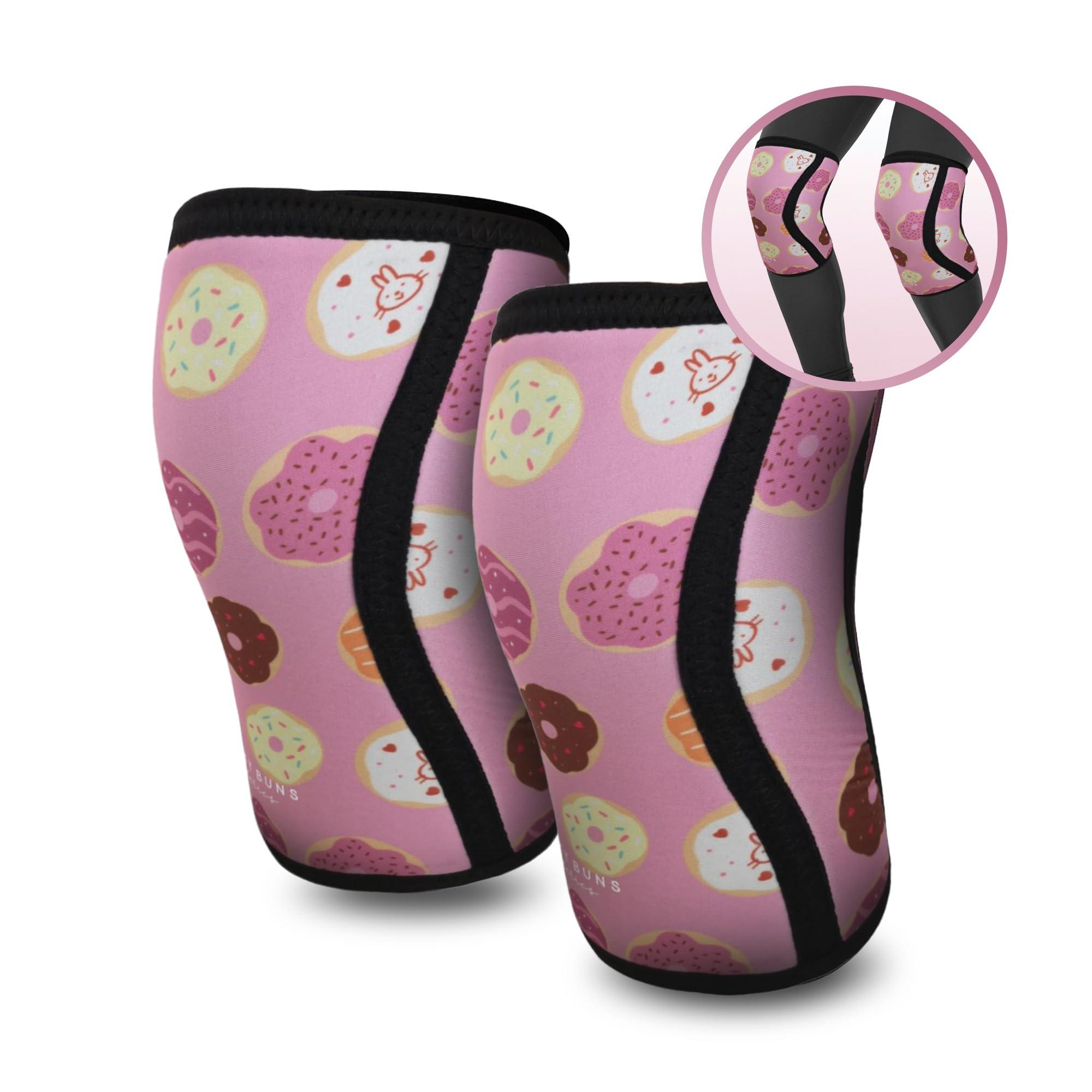 Mighty Buns Mighty Buns 7mm Neoprene Knee Sleeves Pink Donut V2 XXX-L (1 Pair) - Cute High Performance Knee Sleeves, Knee Compression & Support for Weightlifting, Powerlifting, Squatting for Women and Men