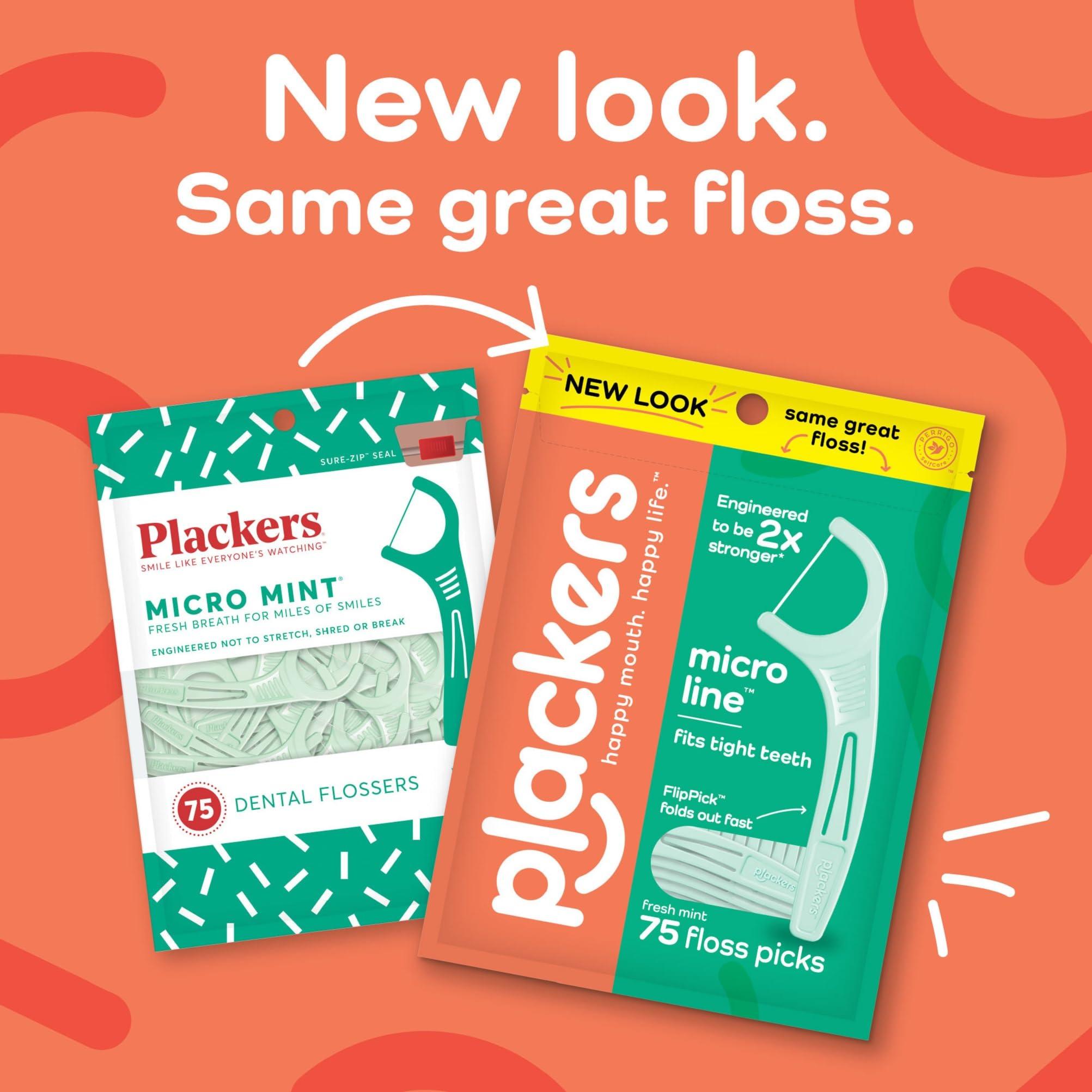 Plackers Plackers Micro Line Dental Floss Picks, Fold-Out FlipPick, Tuffloss, Easy Storage with Sure-Zip Seal, Fresh Mint Flavor, 90 Count (6 Pack)