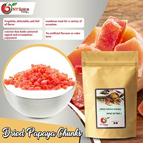 NY Spice Shop NY SPICE SHOP Dried Papaya Chunks 16 Ounces Diced Papaya - Hawaiian Papaya Fruit - Papaya Fresh Organic - Dried Fruit Papaya - Giant Papaya - Papaya Fresh