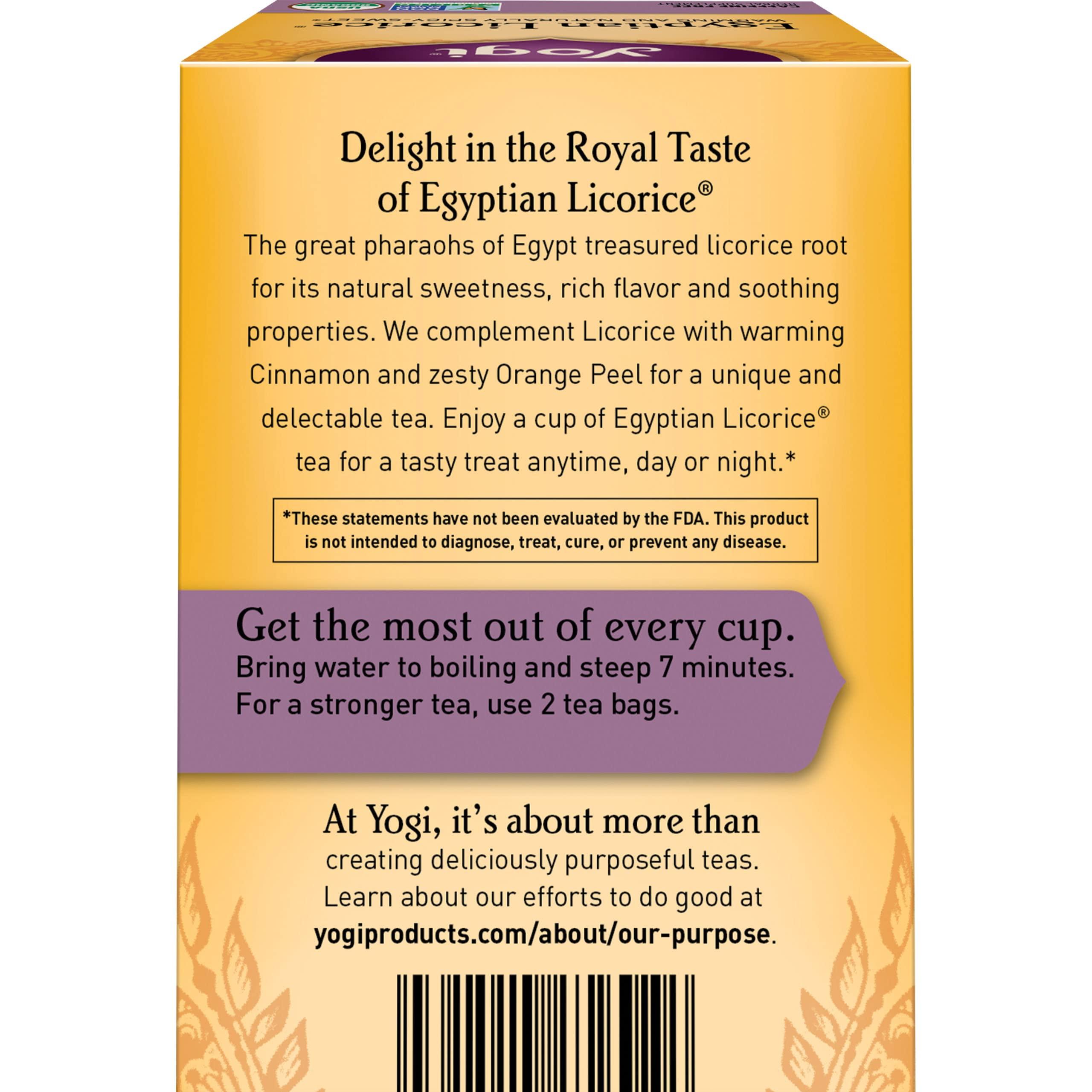 Yogi Yogi Tea Egyptian Licorice Tea - 16 Tea Bags per Pack (4 Packs) - Organic Licorice Tea Bags - Includes Licorice Root, Cinnamon Bark, Orange Peel, Ginger Root, Cardamom Pod & More